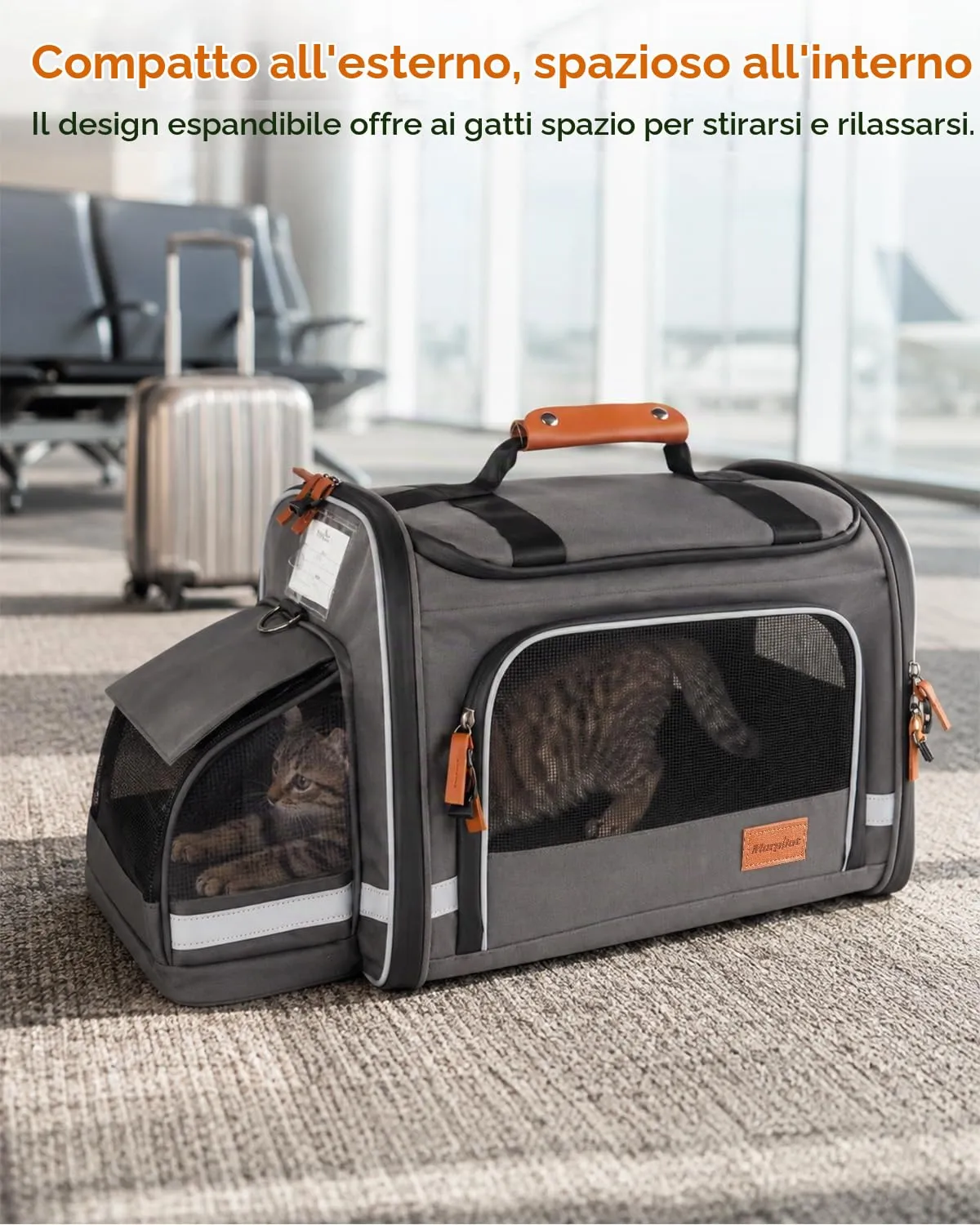 Morpilot Trasportino per gatti e cani, pieghevole, 40x28x28cm - immagine 3
