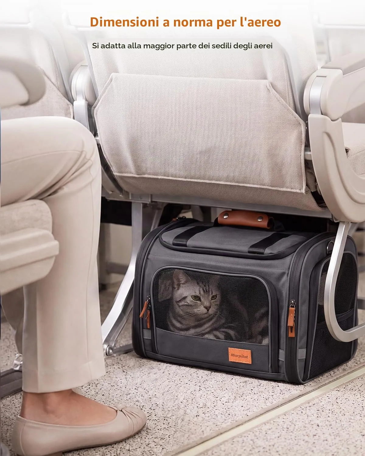 Morpilot Trasportino per gatti e cani, pieghevole, 40x28x28cm - immagine 4