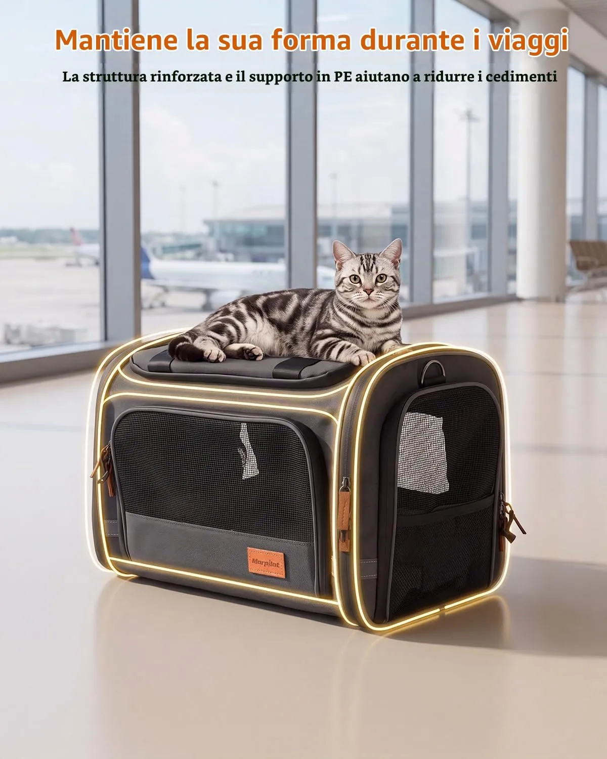 Morpilot Trasportino per gatti e cani, pieghevole, 40x28x28cm - immagine 5