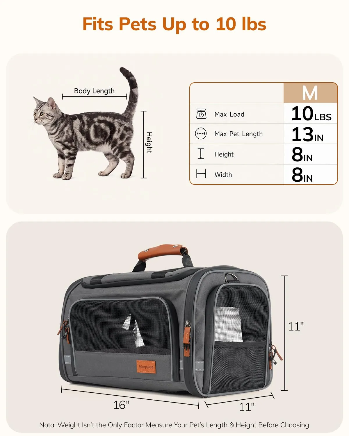 Morpilot Trasportino per gatti e cani, pieghevole, 40x28x28cm - immagine 7
