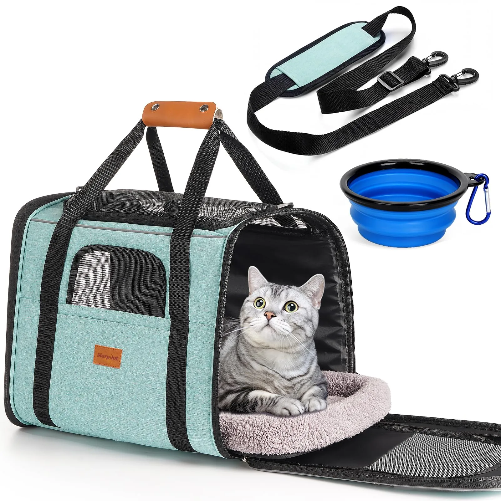 Morpilot Trasportino per cani e gatti, traspirante e pieghevole, con tracolla regolabile e materasso rimovibile, fino a 9 kg - immagine 1