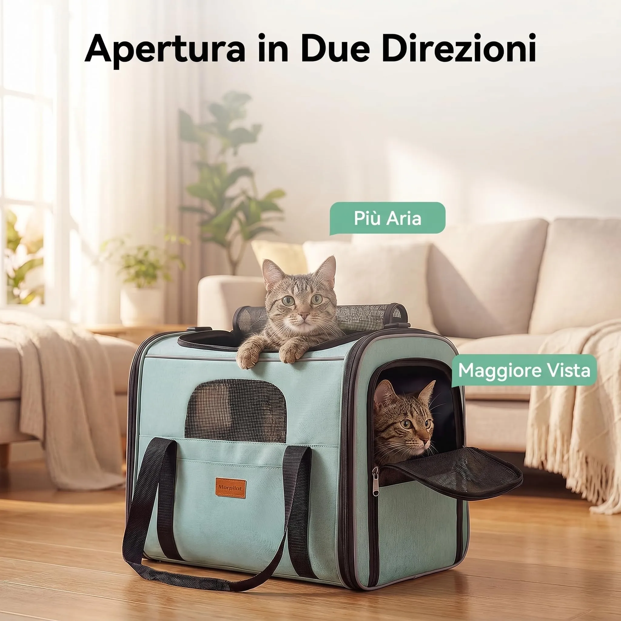 Morpilot Trasportino per cani e gatti, traspirante e pieghevole, con tracolla regolabile e materasso rimovibile, fino a 9 kg - immagine 8