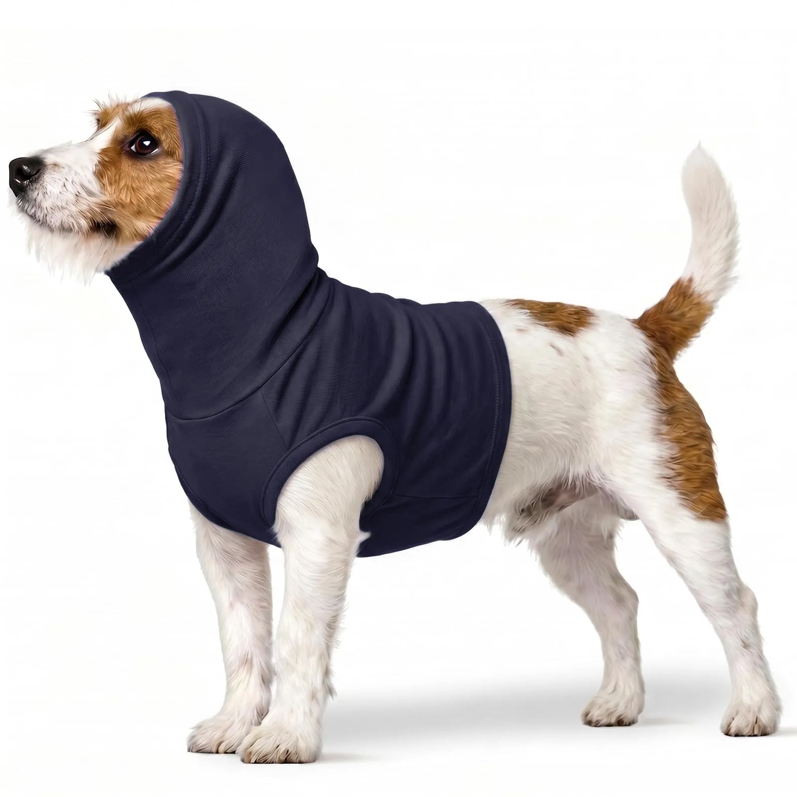 PUMYPOREITY Protezione per il collo per gatti e cani, copertura chirurgica e sciarpa protettiva per ferite e orecchie, Blu scuro, Taglia S - immagine 1
