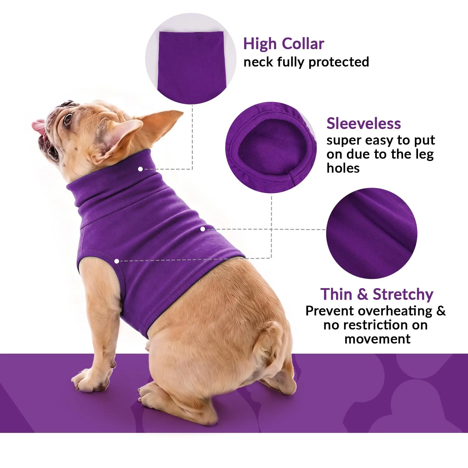 PUMYPOREITY Snood in Cotone per Gatti, Bendaggio Chirurgico per Ferite al Collo e Punti Caldi, Viola Scuro, XS - immagine 6