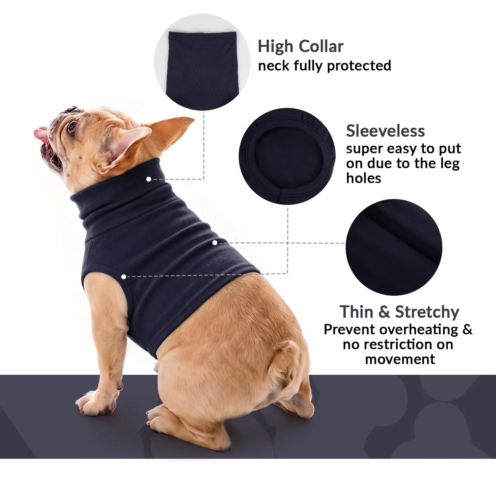 PUMYPOREITY Camicia Medica a Collo Alto per Cani, Snood Protettivo per Cicatrici e Orecchie - immagine 6