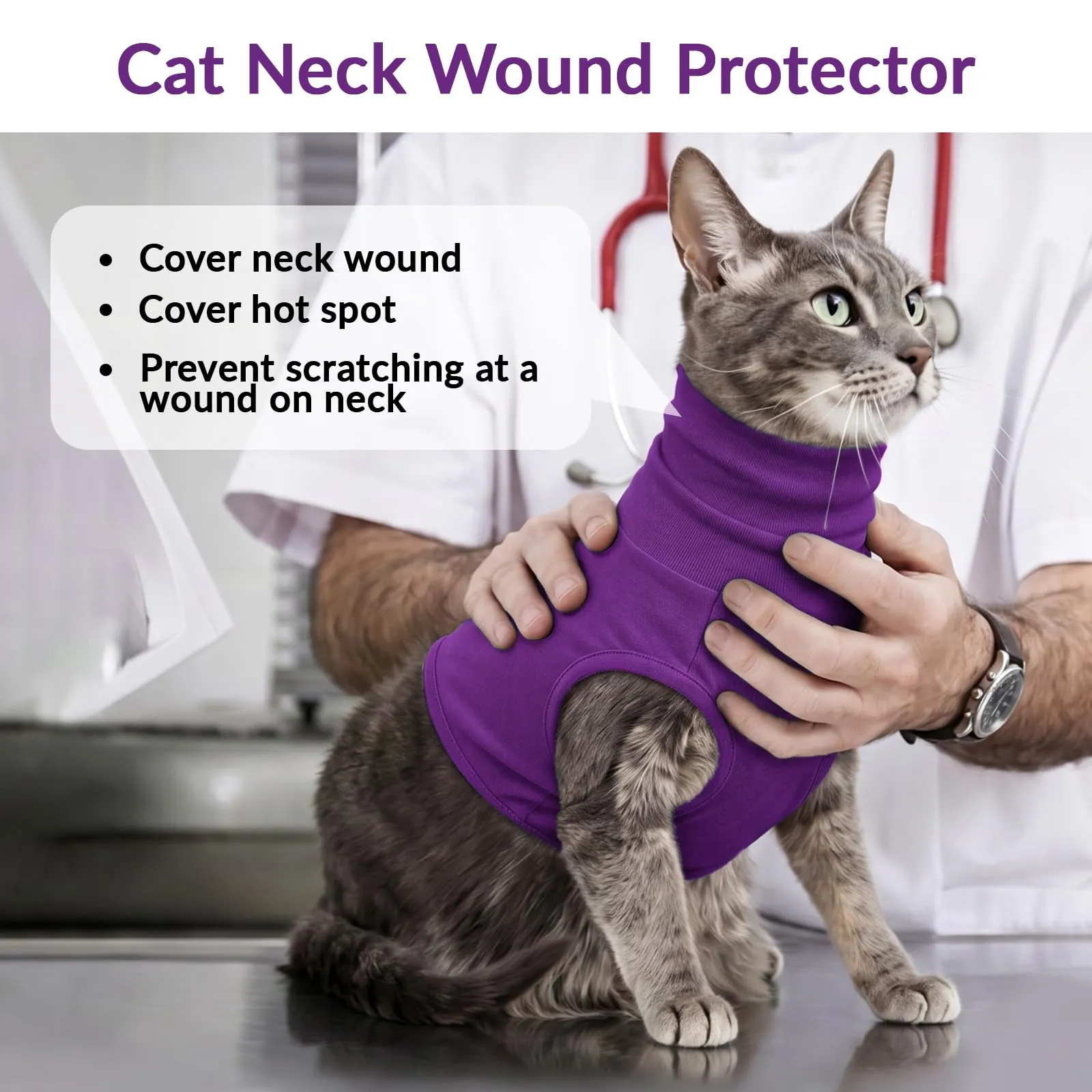 PUMYPOREITY Protezione per il collo e orecchie per cani, post-chirurgia e anti-semi di erba, viola scuro, 3XL - immagine 2