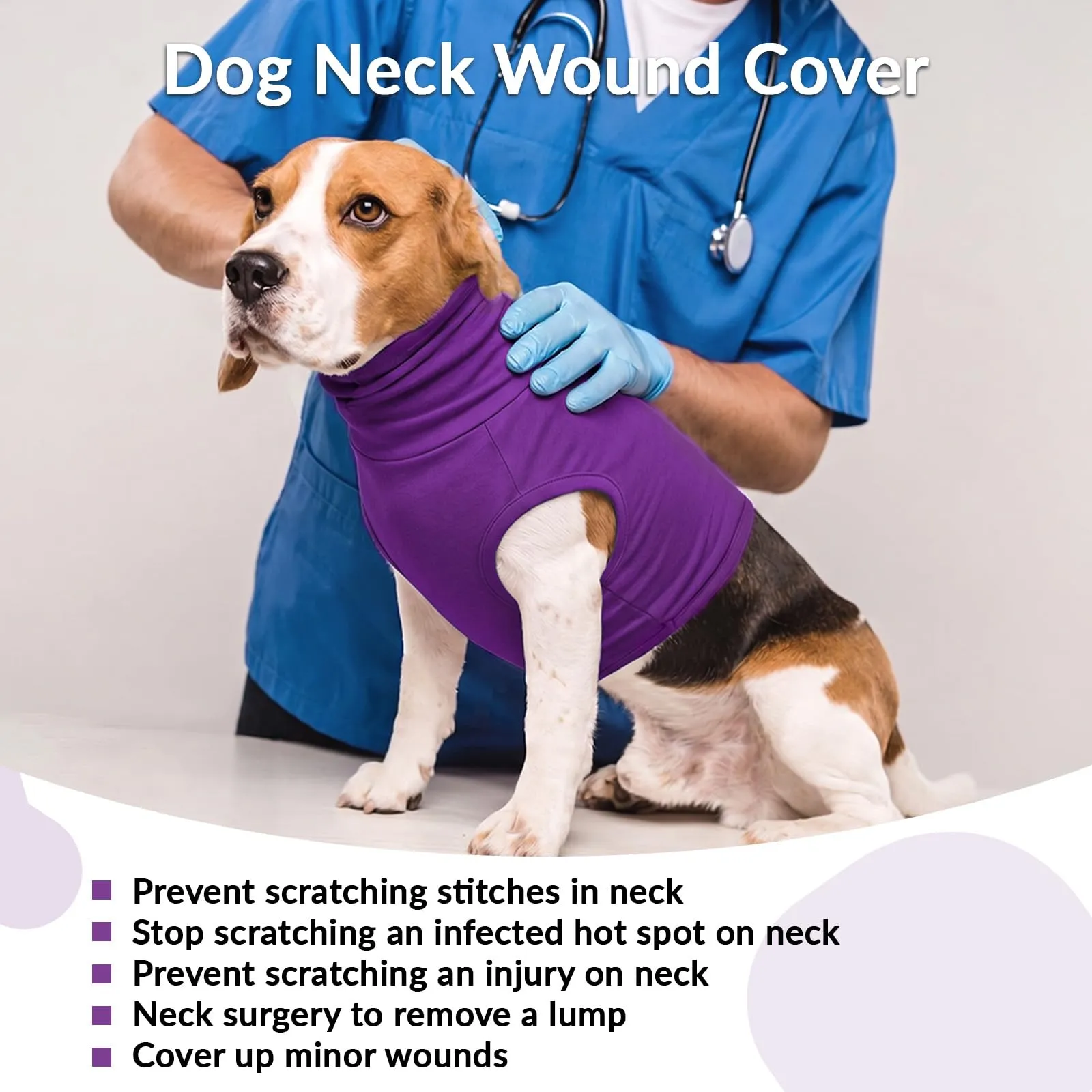 PUMYPOREITY Protezione per il collo e orecchie per cani, post-chirurgia e anti-semi di erba, viola scuro, 3XL - immagine 3