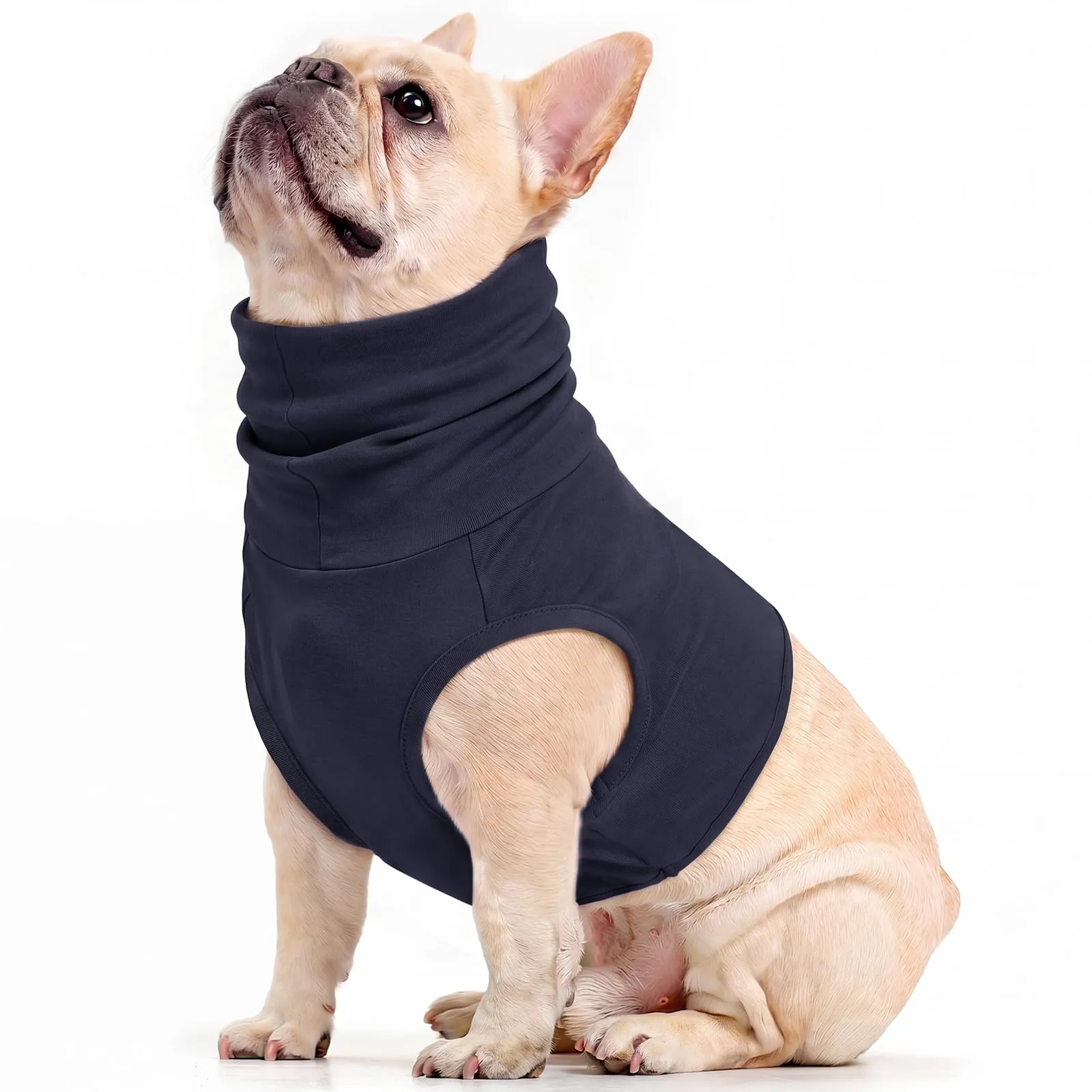PUMYPOREITY Camicia a Collo Alto per Cani e Gatti, Copertura Chirurgica per Ferite al Collo e Petto, Blu Scuro, M - immagine 1