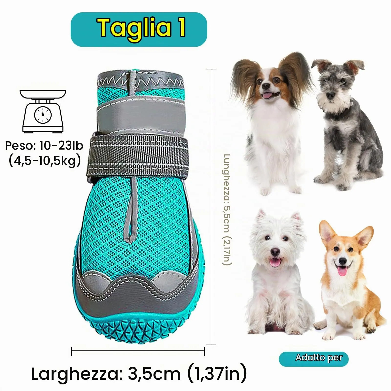 Havenfly Stivali per Cani Traspiranti e Antiscivolo con Cinghie Regolabili Riflettenti, 4 Pezzi, Taglia 1 - immagine 3