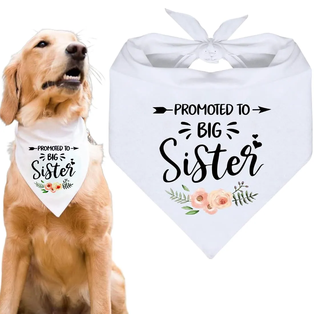 AFCJLTO Dog Bandana Scarf White Promoted To Be Big Sister - immagine 1