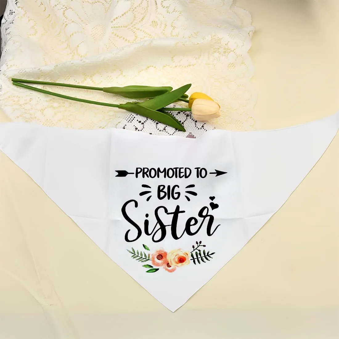 AFCJLTO Dog Bandana Scarf White Promoted To Be Big Sister - immagine 2