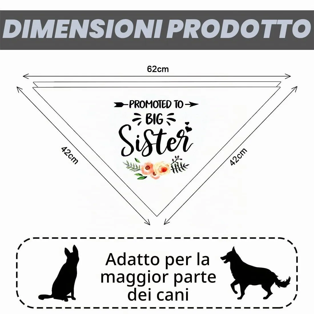 AFCJLTO Dog Bandana Scarf White Promoted To Be Big Sister - immagine 6