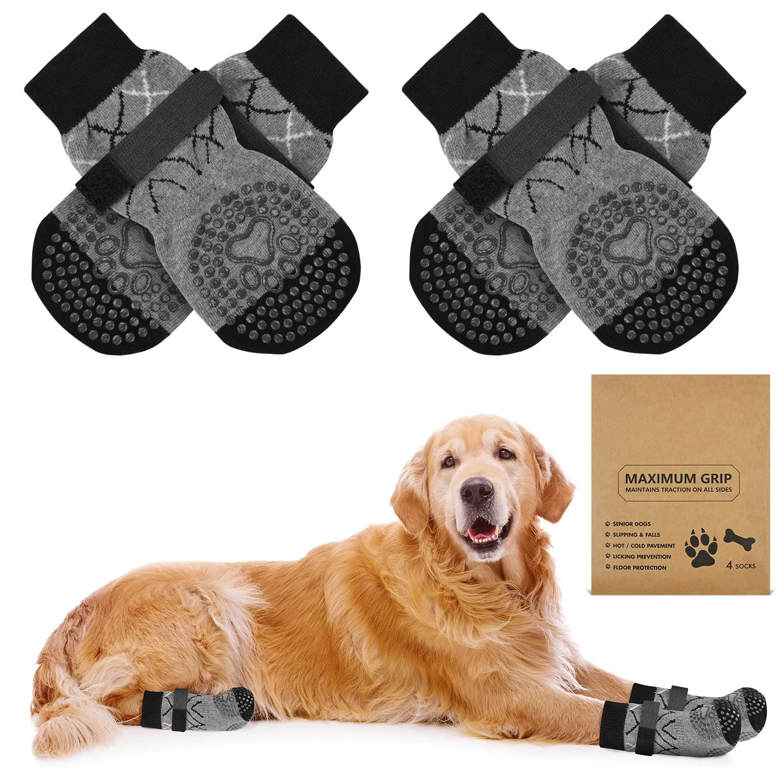Adiwo Calzini Antiscivolo per Cani di Piccola Taglia, Versione Ispessita, 2 Paia (M) - immagine 9