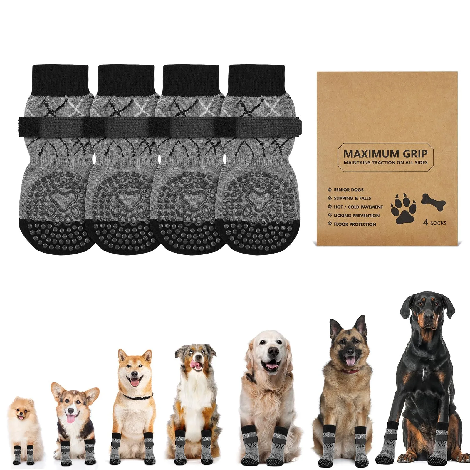 Adiwo Calzini Antiscivolo per Cani di Piccola Taglia, Versione Ispessita, 2 Paia (M) - immagine 10