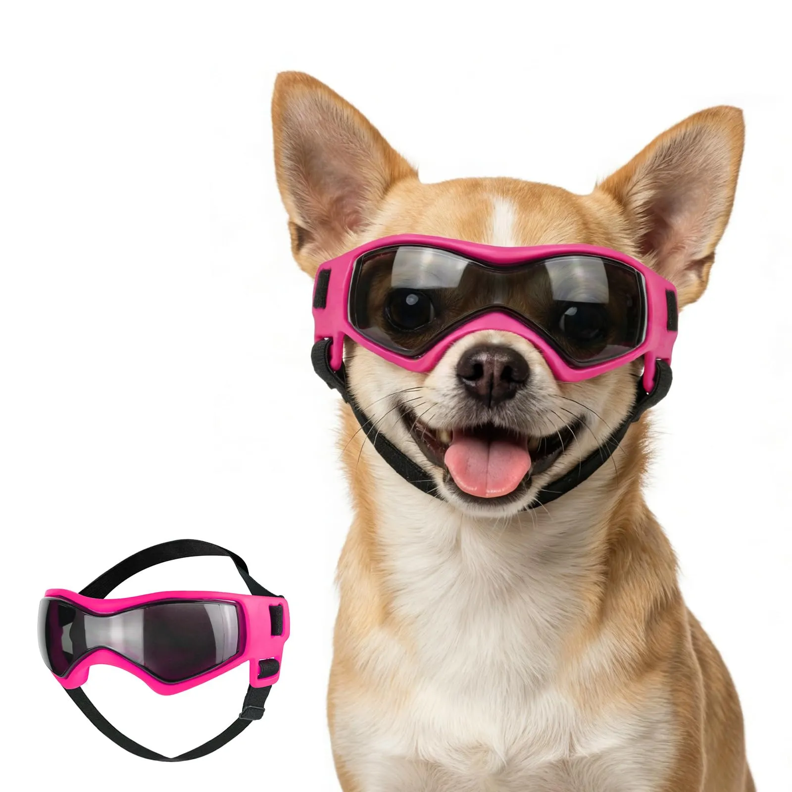 Namsan Occhiali da sole per cani XS, protezione UV con cinturino regolabile, rosa - immagine 1
