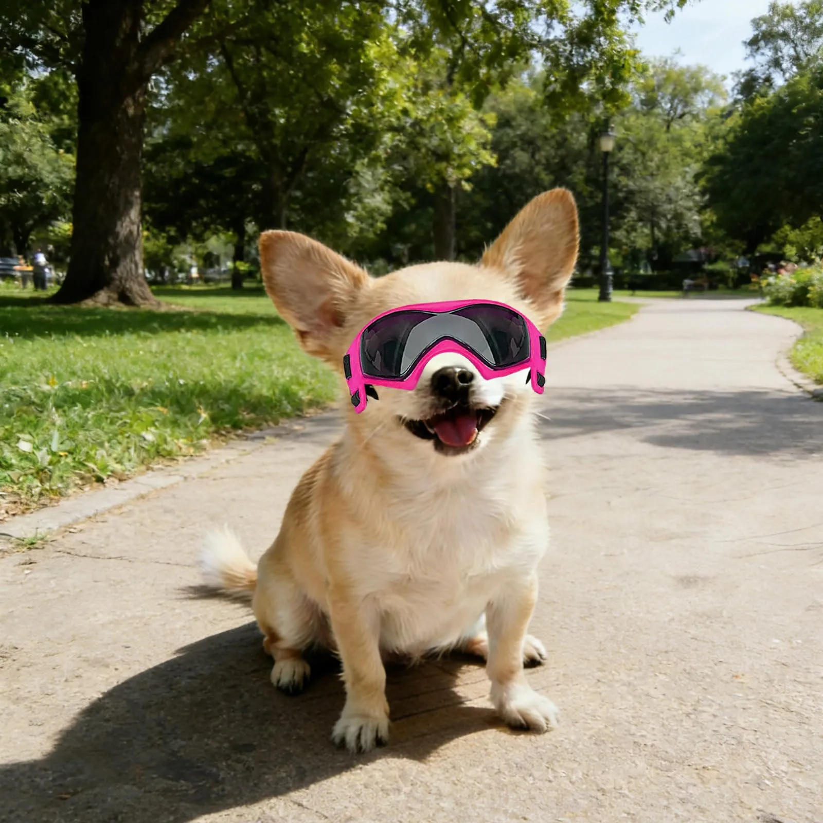 Namsan Occhiali da sole per cani XS, protezione UV con cinturino regolabile, rosa - immagine 6