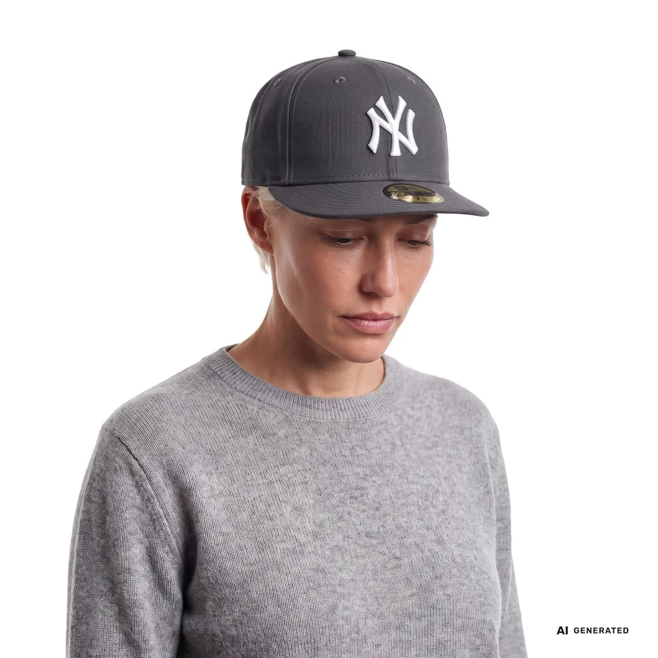 New Era MLB League Basic 59Fifty York Yankees Snapback Cap, Gray White, 7 3/8 (58.7 cm) - immagine 2