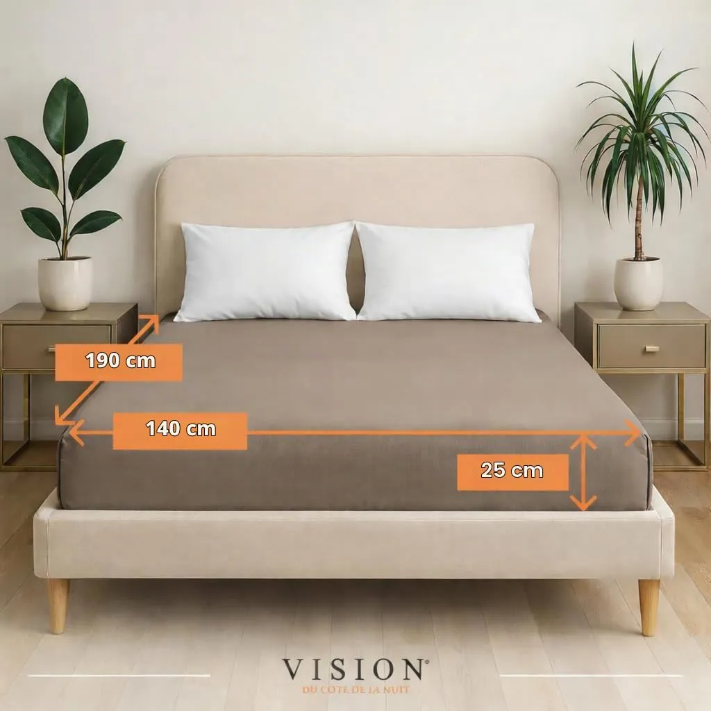 VISION Lenzuolo con angoli in cotone, 140 x 190 cm, colore corda - immagine 2