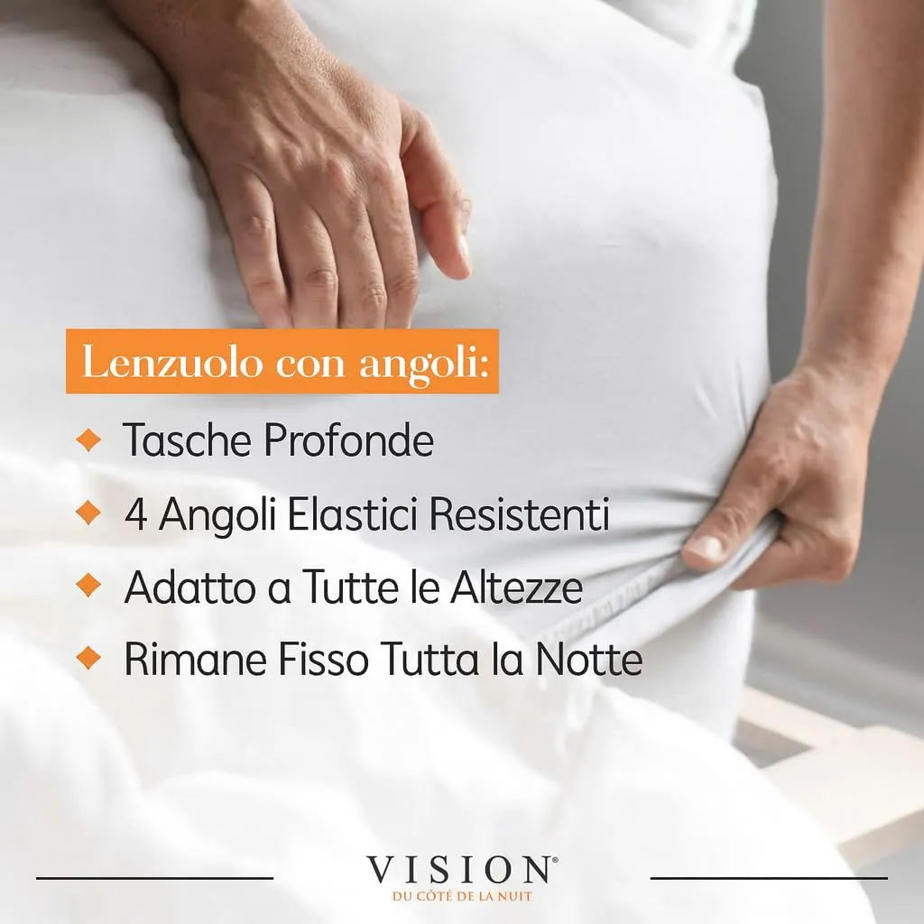 VISION Lenzuolo con angoli 100% cotone, 180 x 200 cm, Colore: Corda - immagine 3