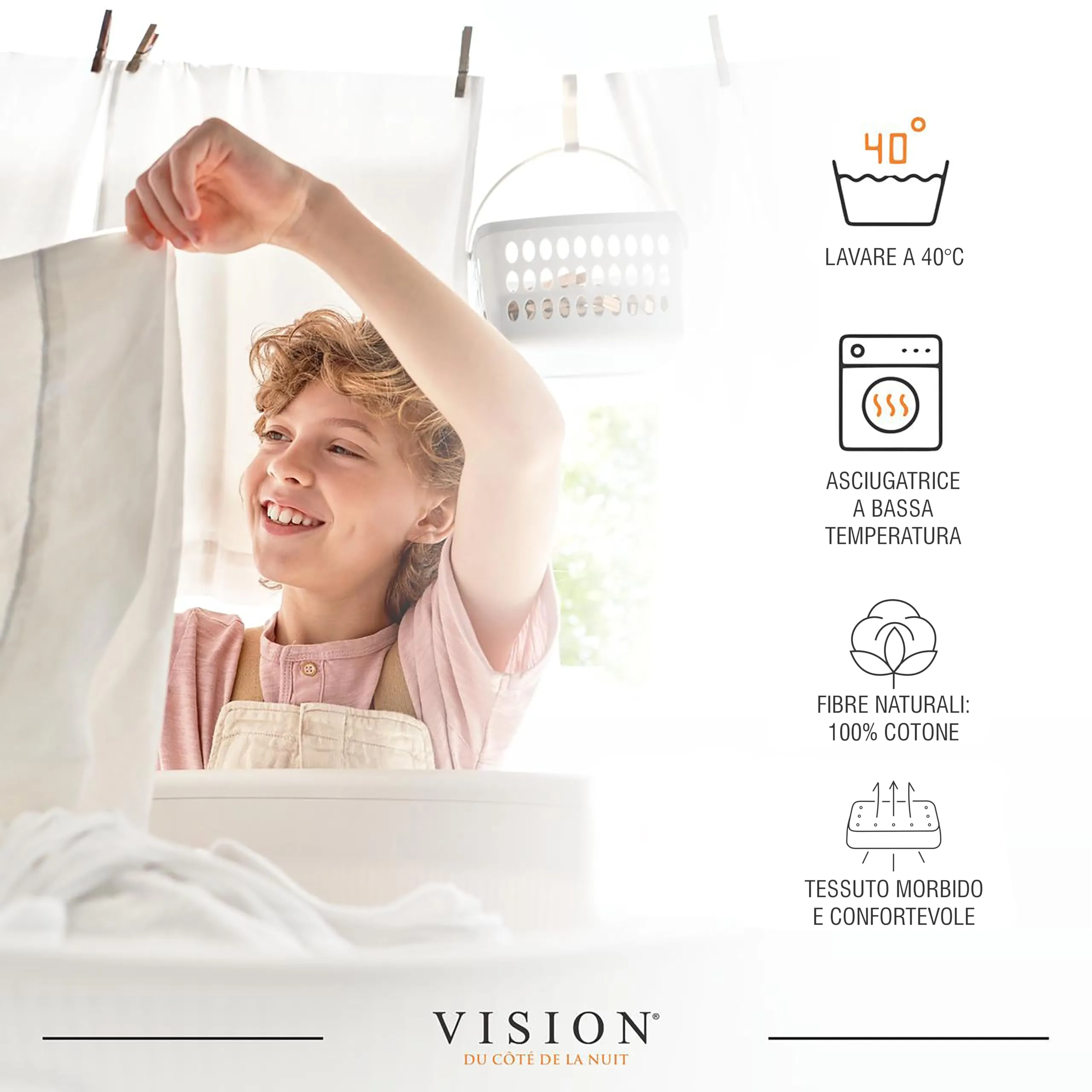 VISION Lenzuolo con angoli 100% cotone, 180 x 200 cm, Colore: Corda - immagine 5