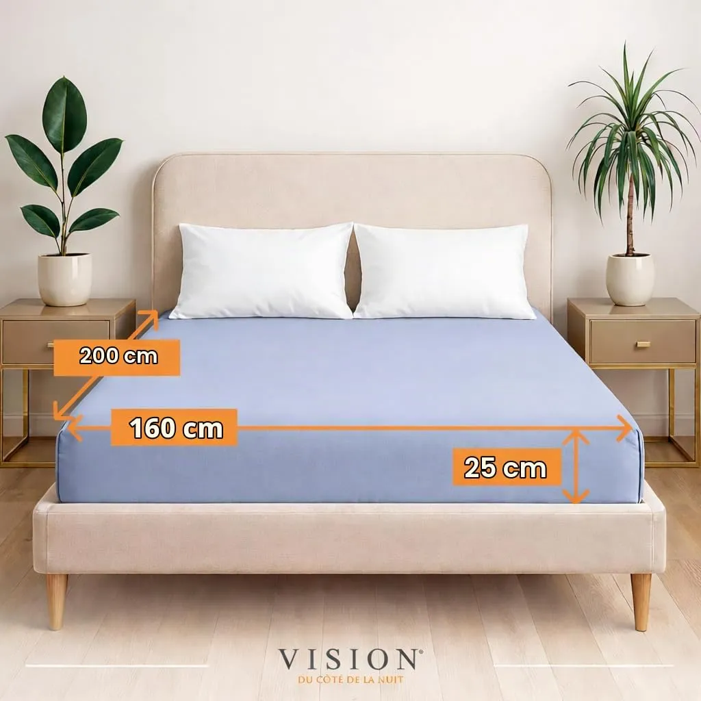 VISION Lenzuolo con angoli in cotone, 160 x 200 cm, Grigio Perla - immagine 2