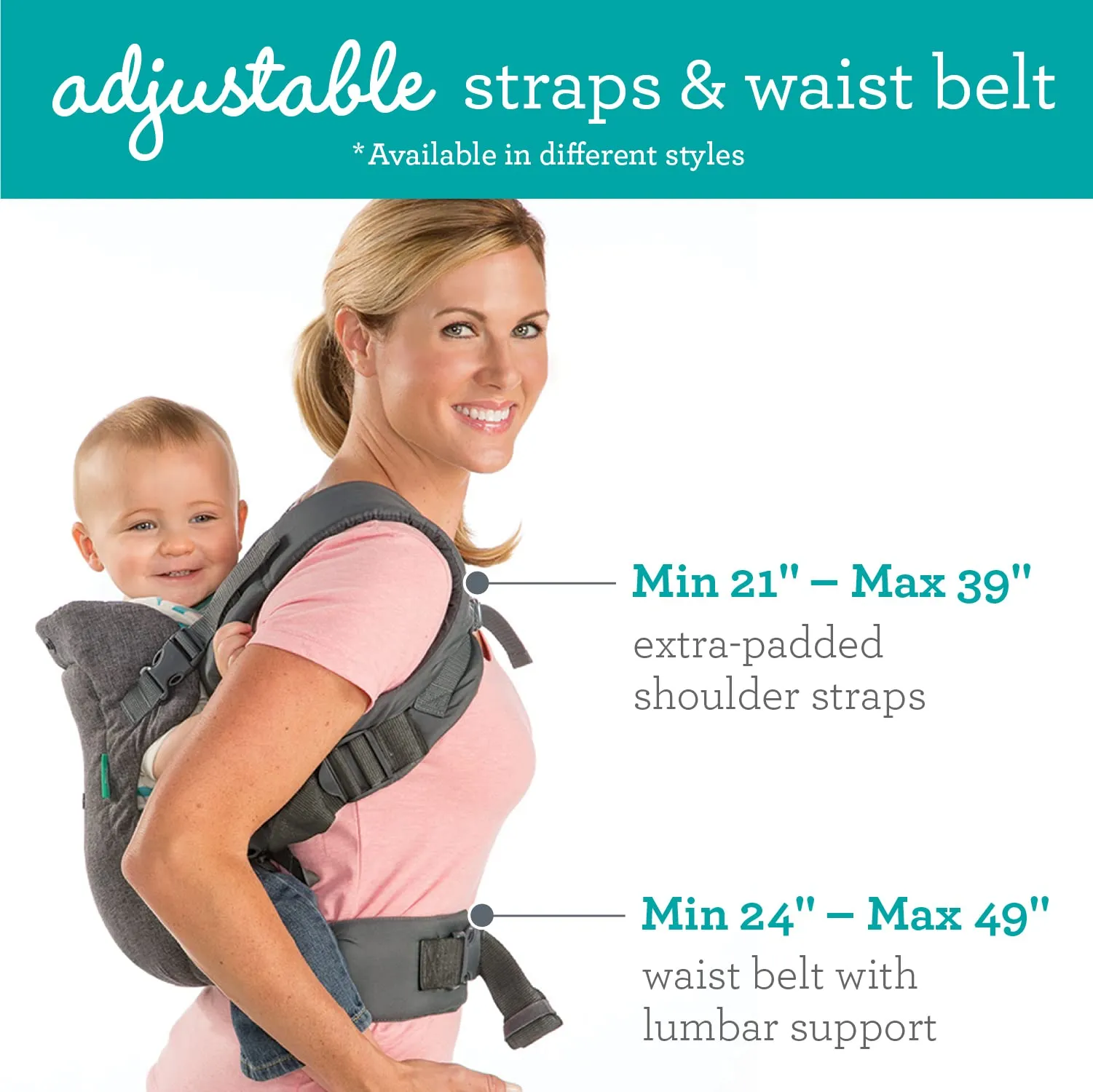 Infantino Flip Advanced Marsupio 4-in-1 Ergonomico, Grigio - immagine 3