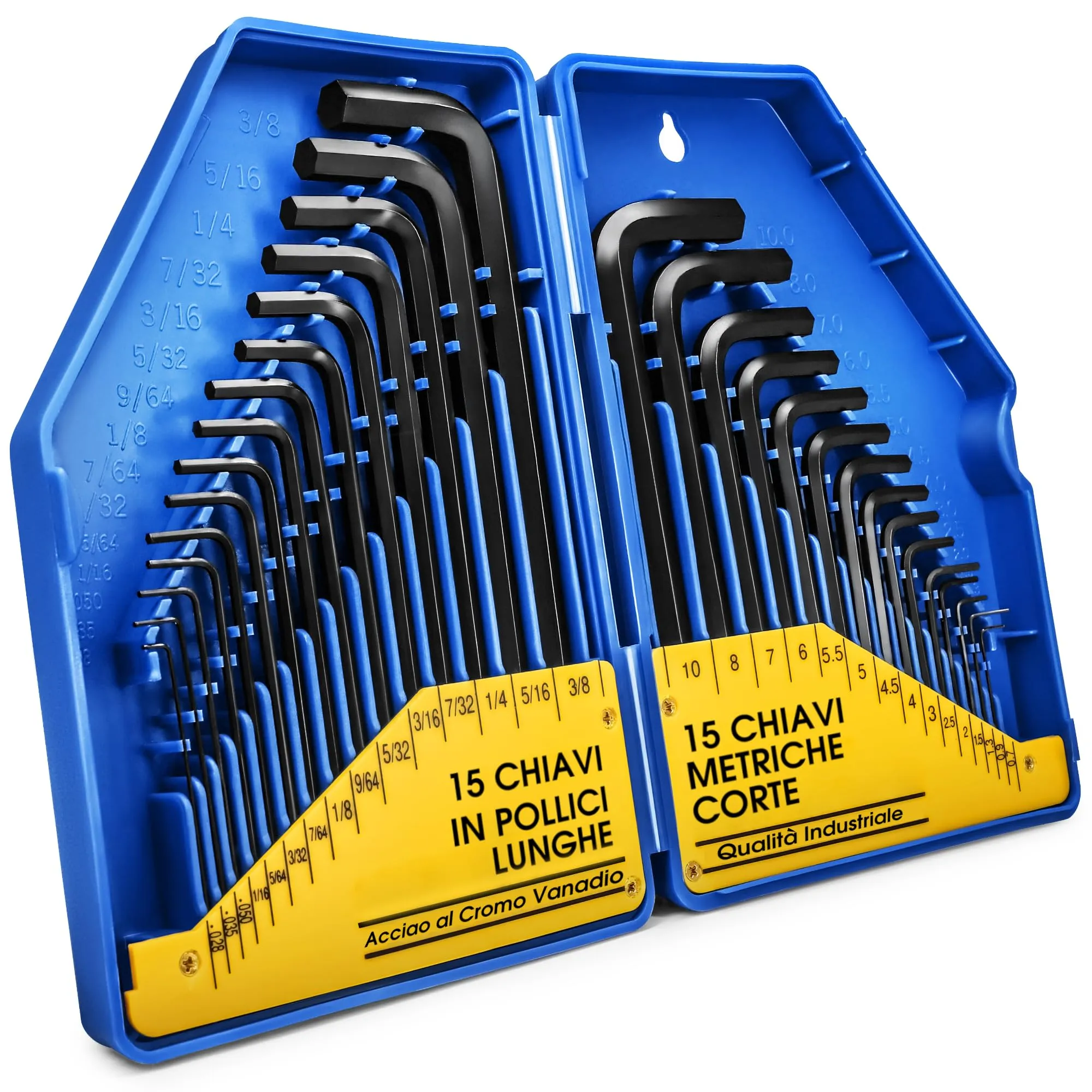 S&R Set di 30 Chiavi a Brugola Esagonali Metriche e in Pollici, Lunghe e Corte, da 0,7 a 10mm - immagine 1