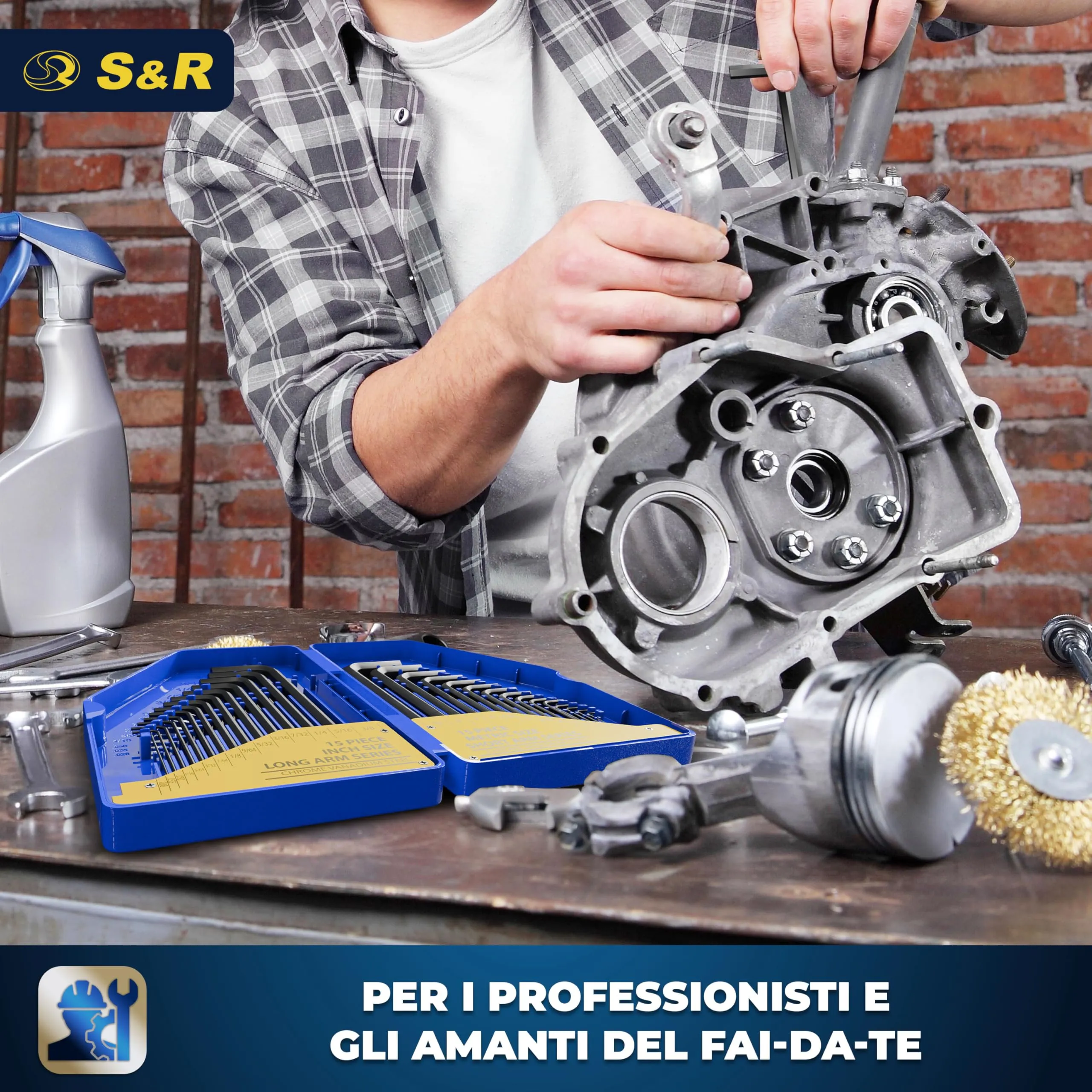 S&R Set di 30 Chiavi a Brugola Esagonali Metriche e in Pollici, Lunghe e Corte, da 0,7 a 10mm - immagine 8