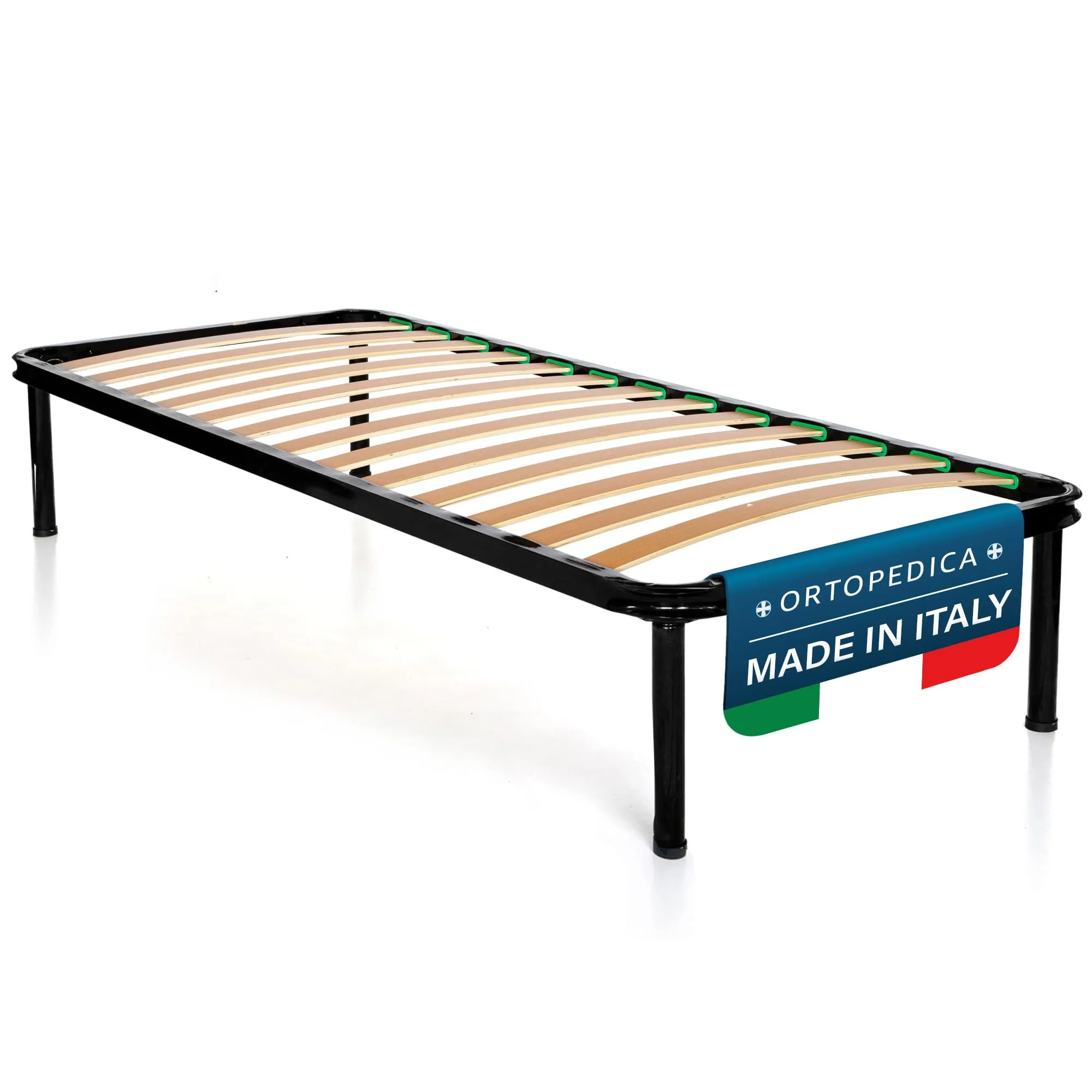 Dolci Sogni Rete Letto Singola 80x190 Ortopedica a Doghe in Legno, Struttura in Ferro, Made in Italy - immagine 1
