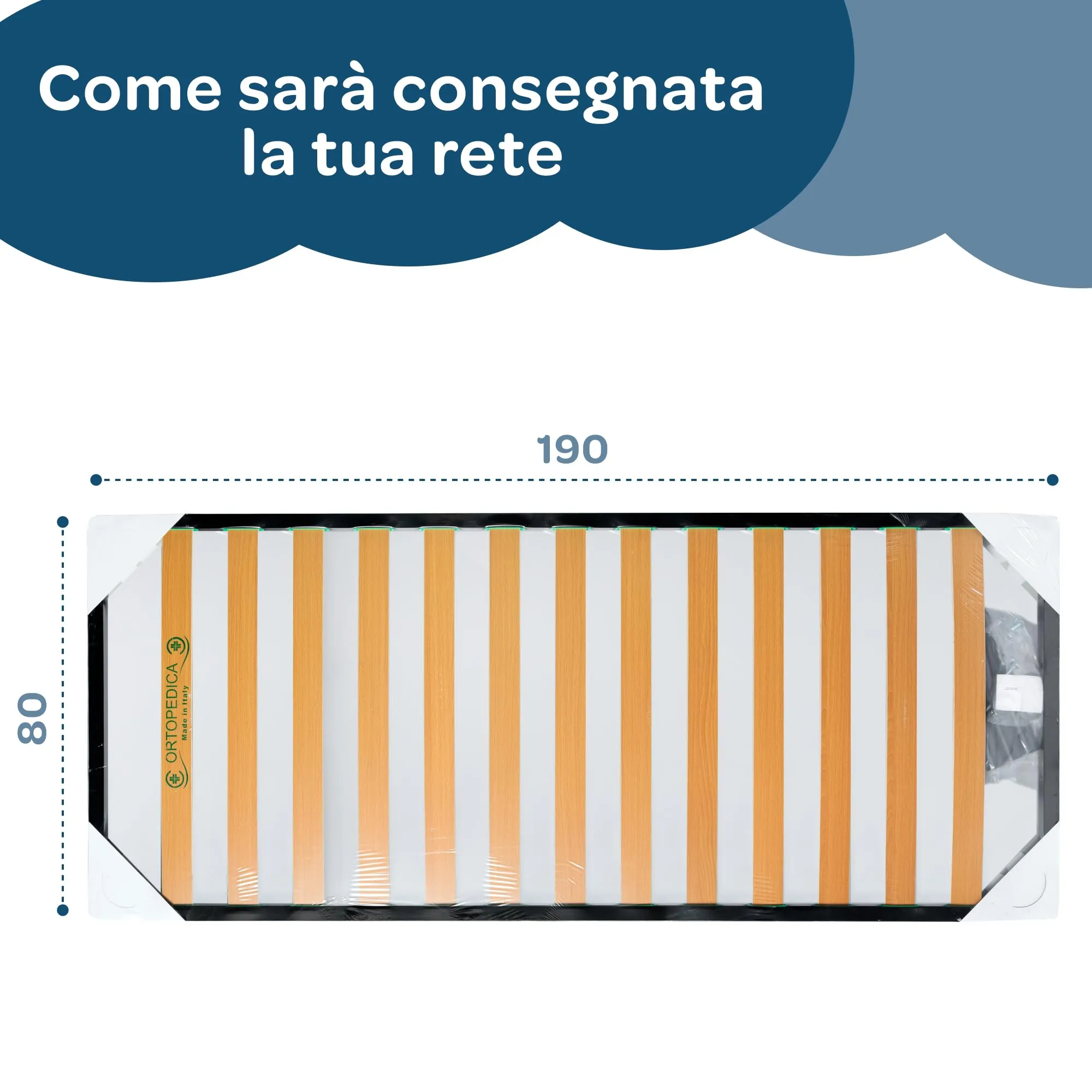 Dolci Sogni Rete Letto Singola 80x190 Ortopedica a Doghe in Legno, Struttura in Ferro, Made in Italy - immagine 7