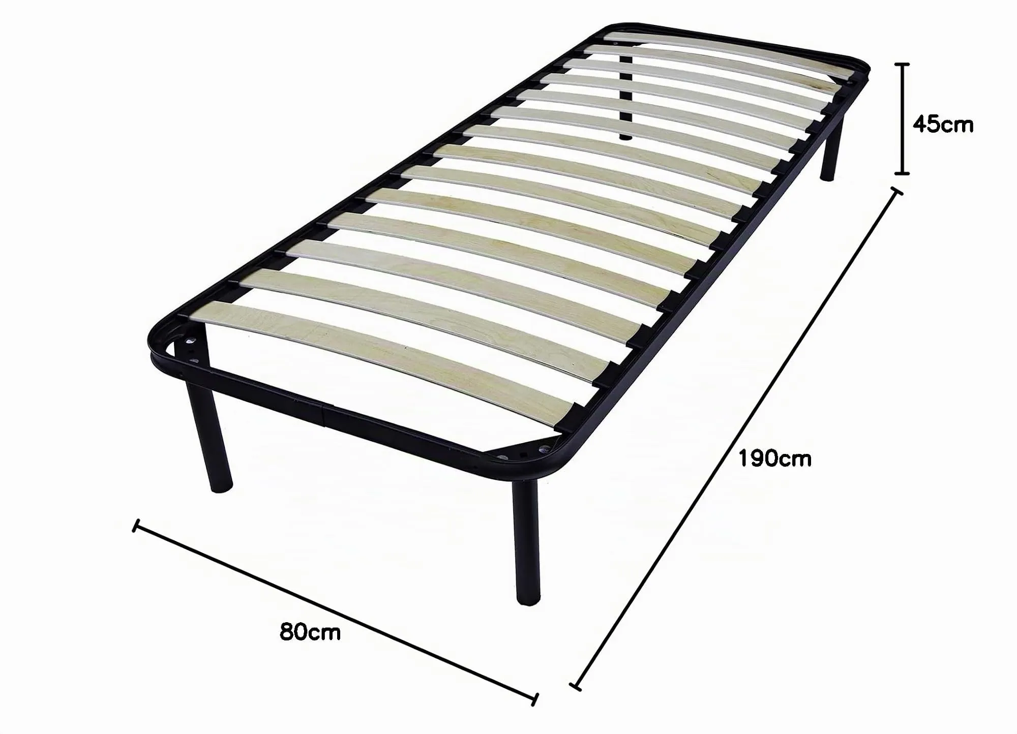 Dolci Sogni Rete Letto Singola Ortopedica a Doghe di Legno 80x190, Struttura in Ferro, Made in Italy - immagine 3