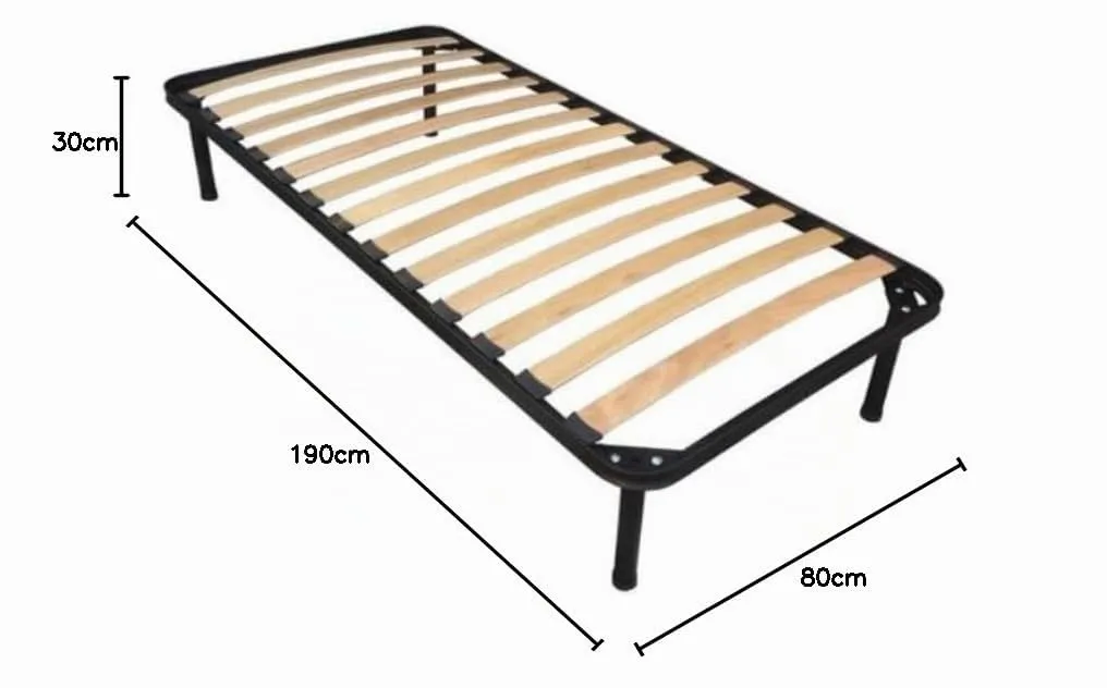 Dolci Sogni Rete Letto Singolo Ortopedica 80x190 cm Altezza 30 cm con Doghe in Legno e 4 Piedi Smontabili, Made in Italy - immagine 3