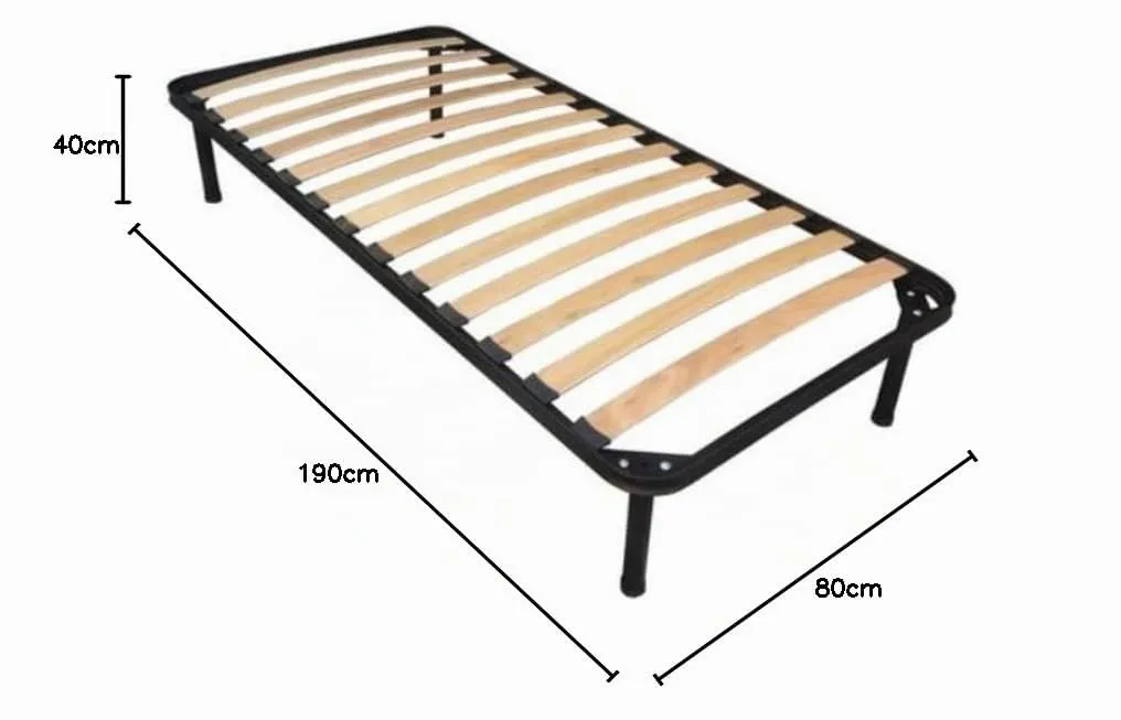 Dolci Sogni Rete Letto Singola 80x190 Ortopedica a Doghe in Legno, Struttura in Ferro, Made in Italy - immagine 2