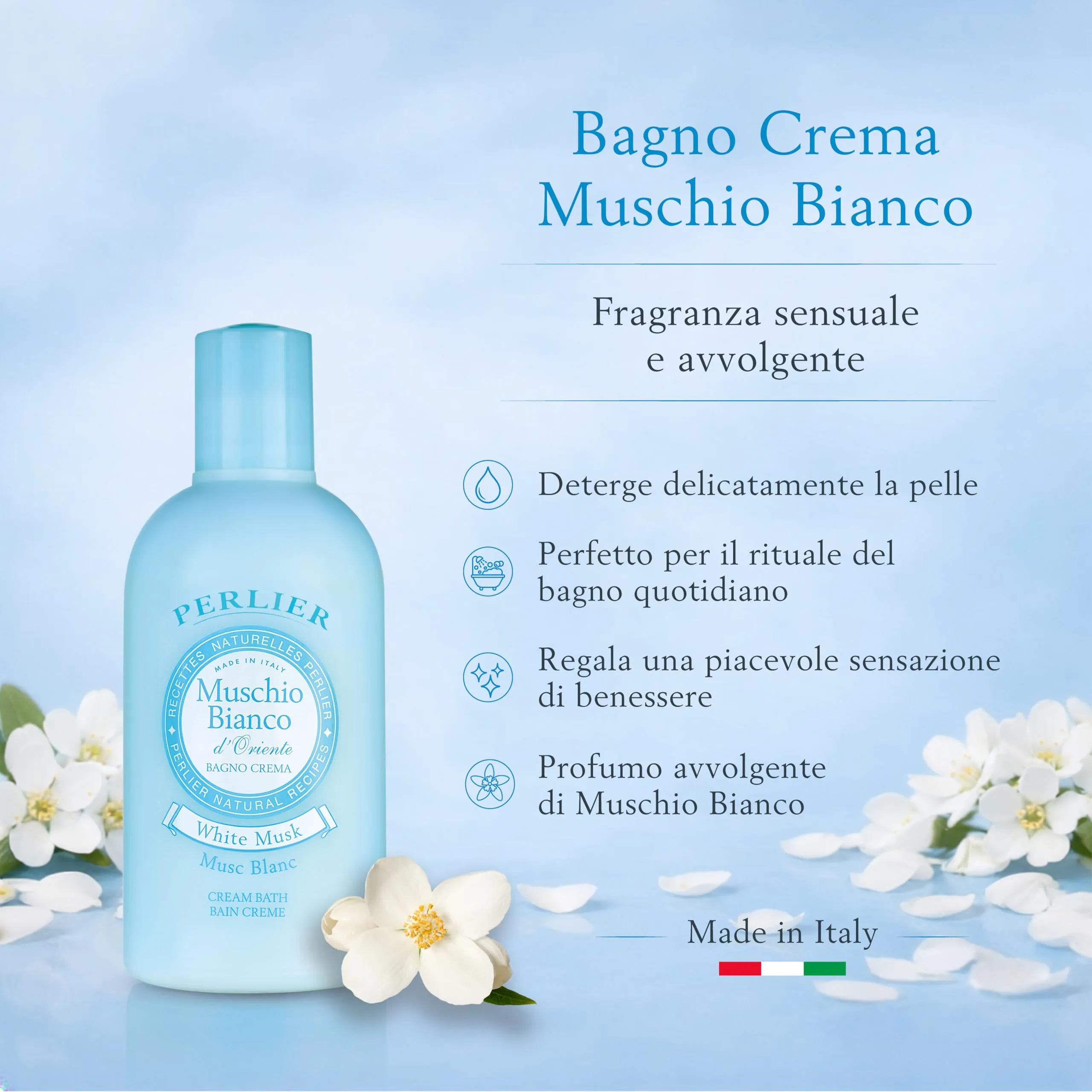 Perlier Ricette Naturali Bagno Schiuma Muschio Bianco, 500 ml - immagine 2