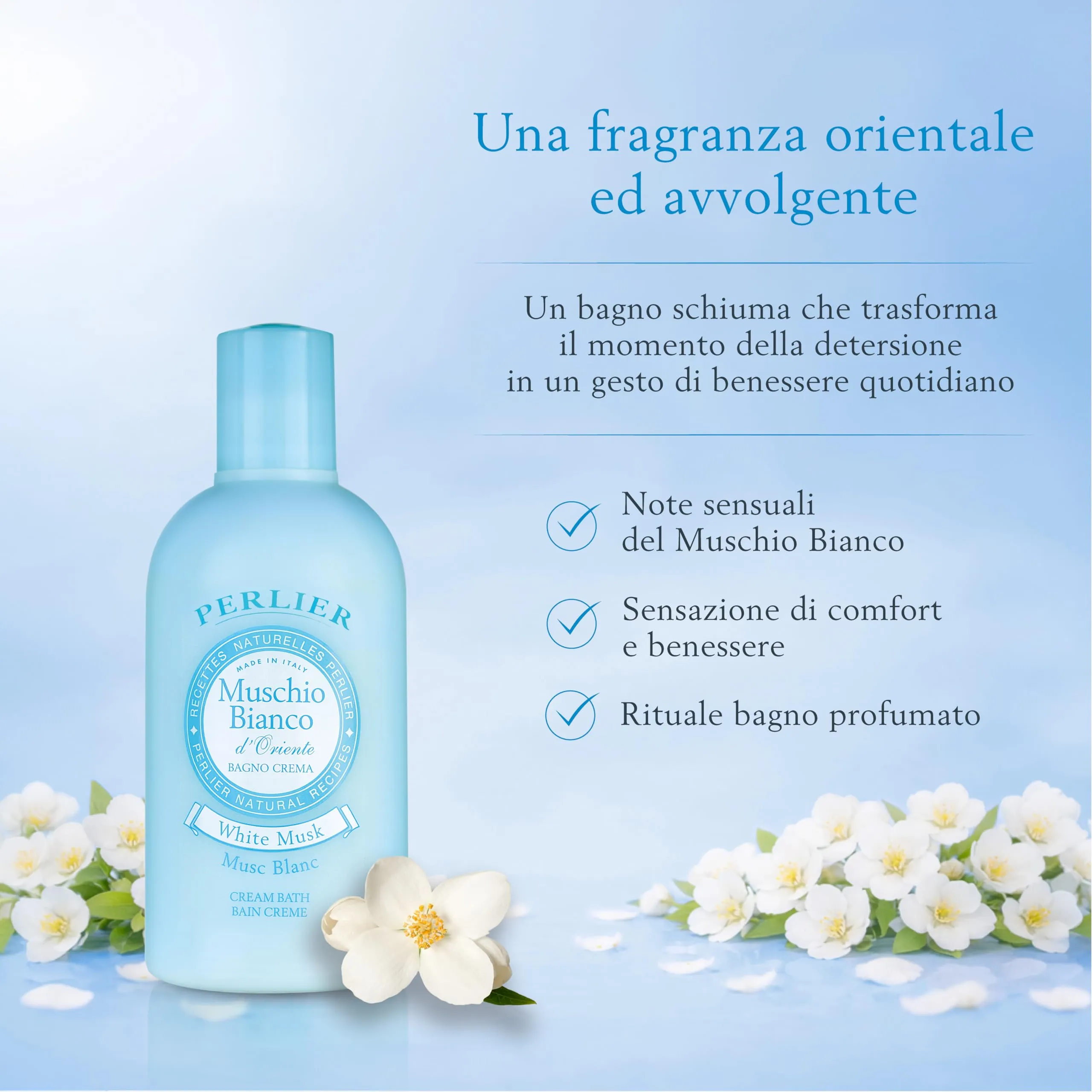 Perlier Ricette Naturali Bagno Schiuma Muschio Bianco, 500 ml - immagine 3