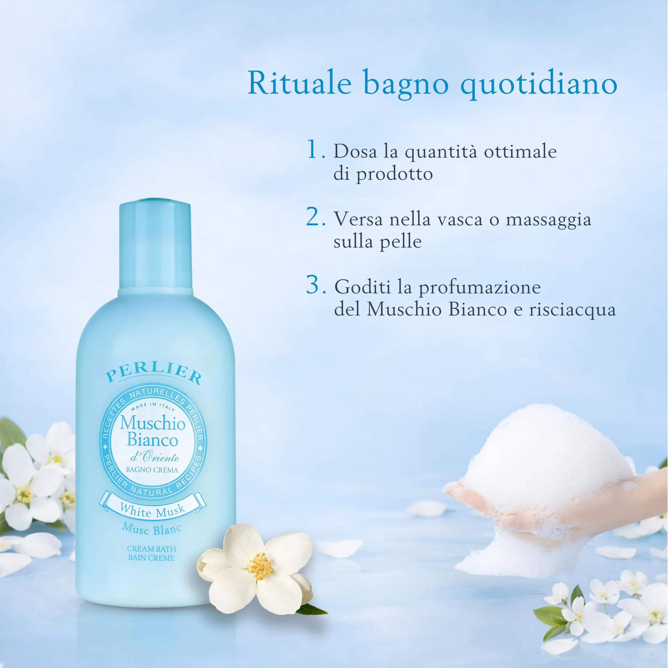 Perlier Ricette Naturali Bagno Schiuma Muschio Bianco, 500 ml - immagine 4