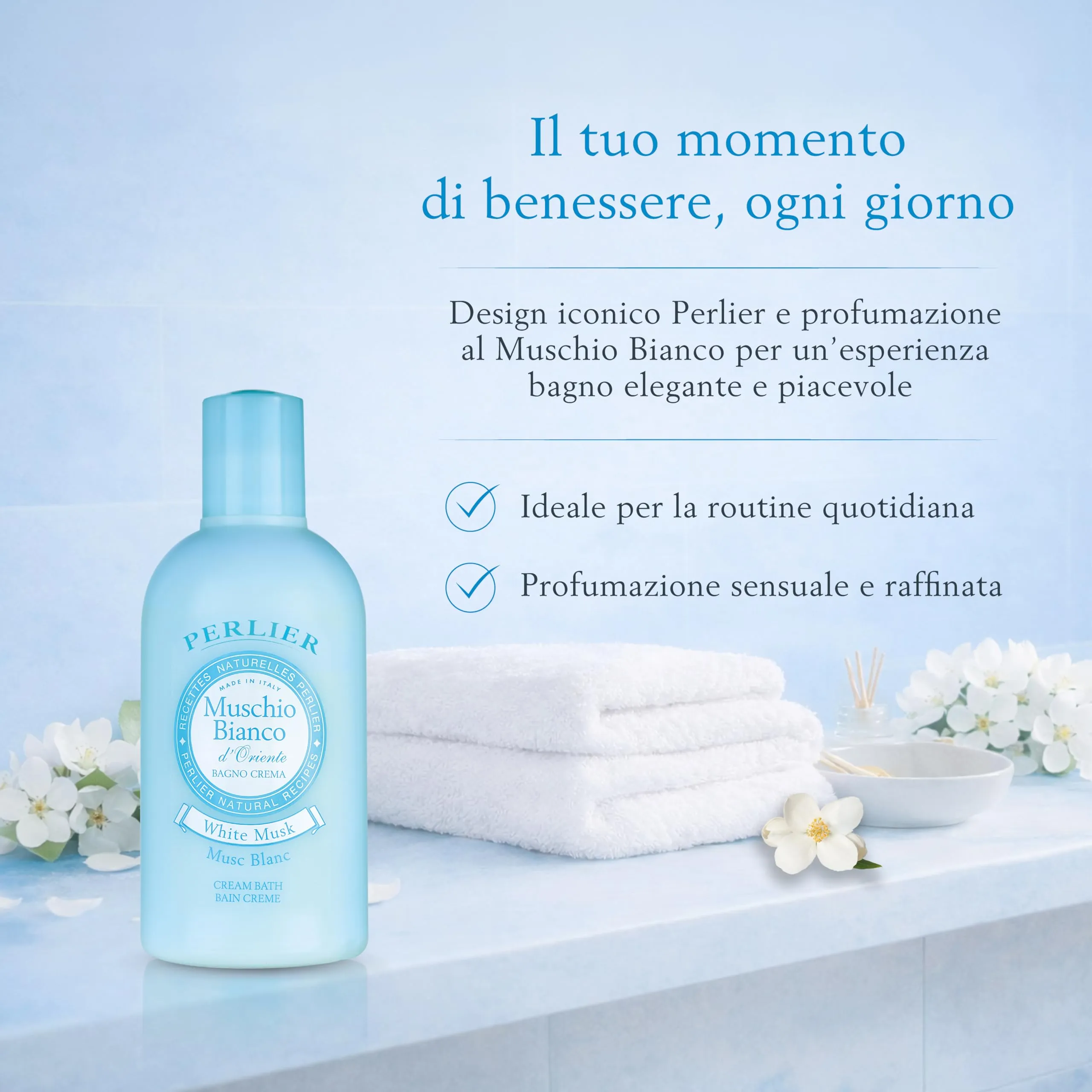 Perlier Ricette Naturali Bagno Schiuma Muschio Bianco, 500 ml - immagine 5