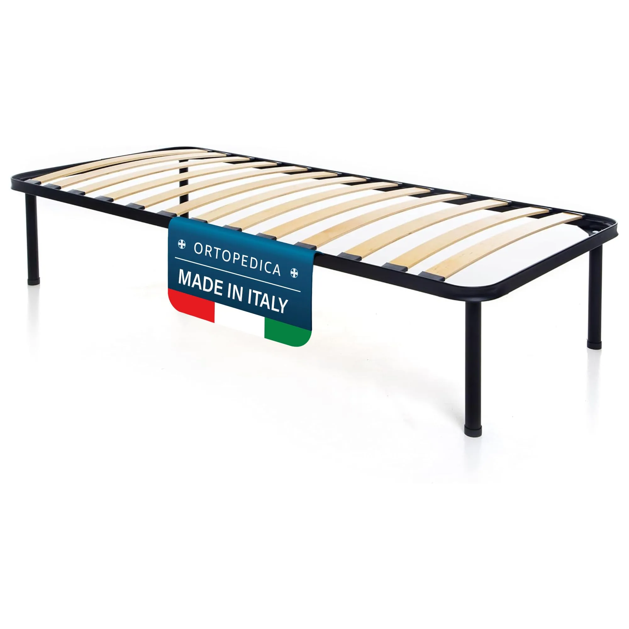 Dolci Sogni Rete Letto Singola 80x200 Ortopedica a Doghe in Legno, Struttura in Ferro, Made in Italy - immagine 1