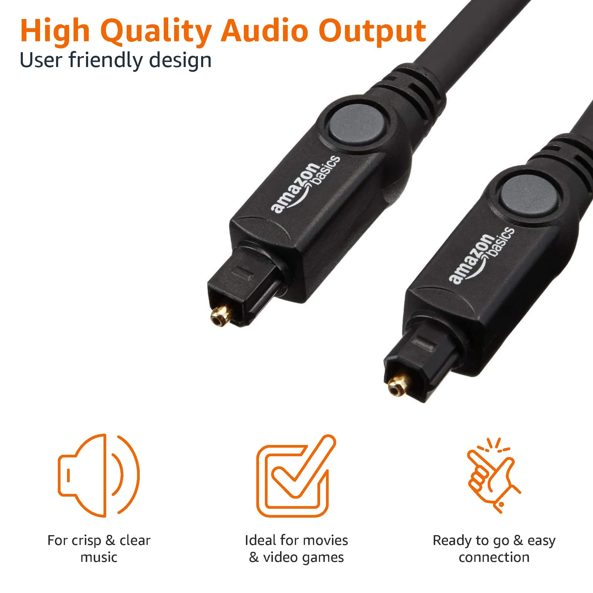 Amazon Basics Cavo Audio Ottico Digitale Toslink, 3 m, Nero - immagine 3