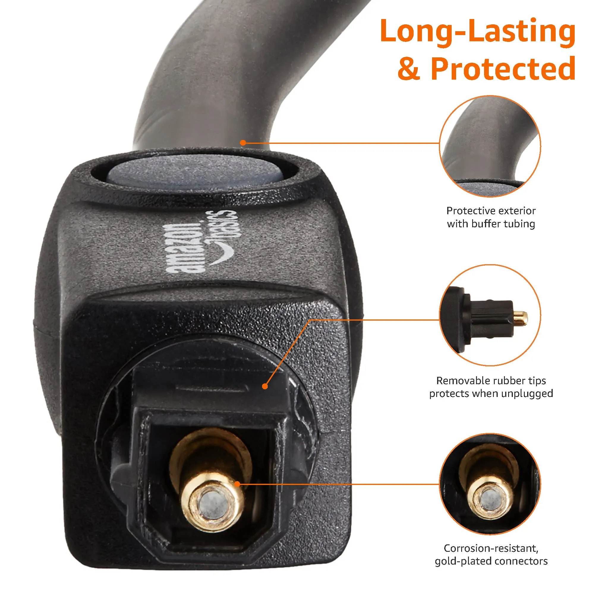 Amazon Basics Cavo Audio Ottico Digitale Toslink, 3 m, Nero - immagine 4