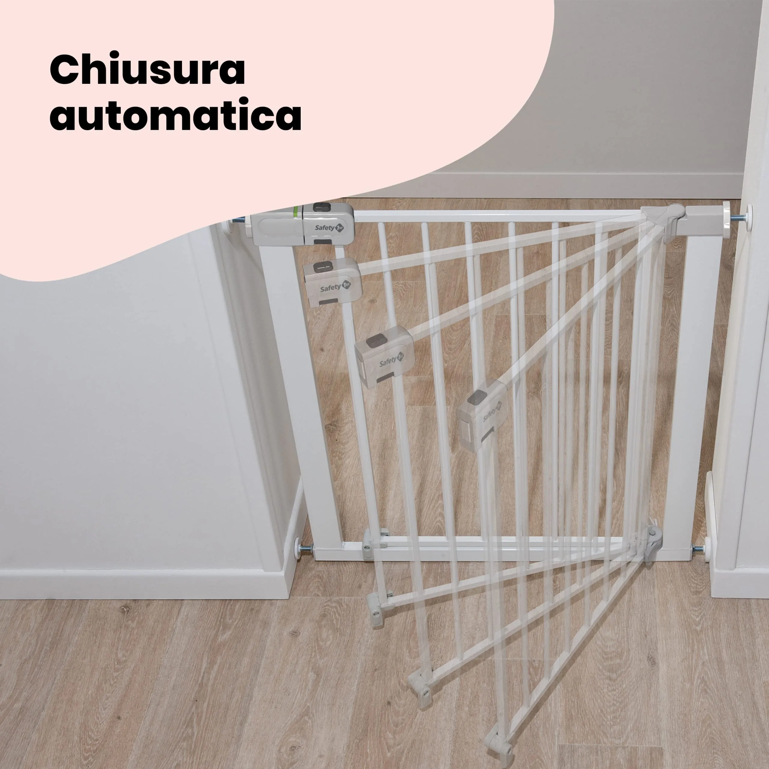 Safety 1st Auto Close Cancelletto di Sicurezza per Bambini, 73-80 cm Estensibile fino a 136 cm, Metallo Bianco - immagine 2