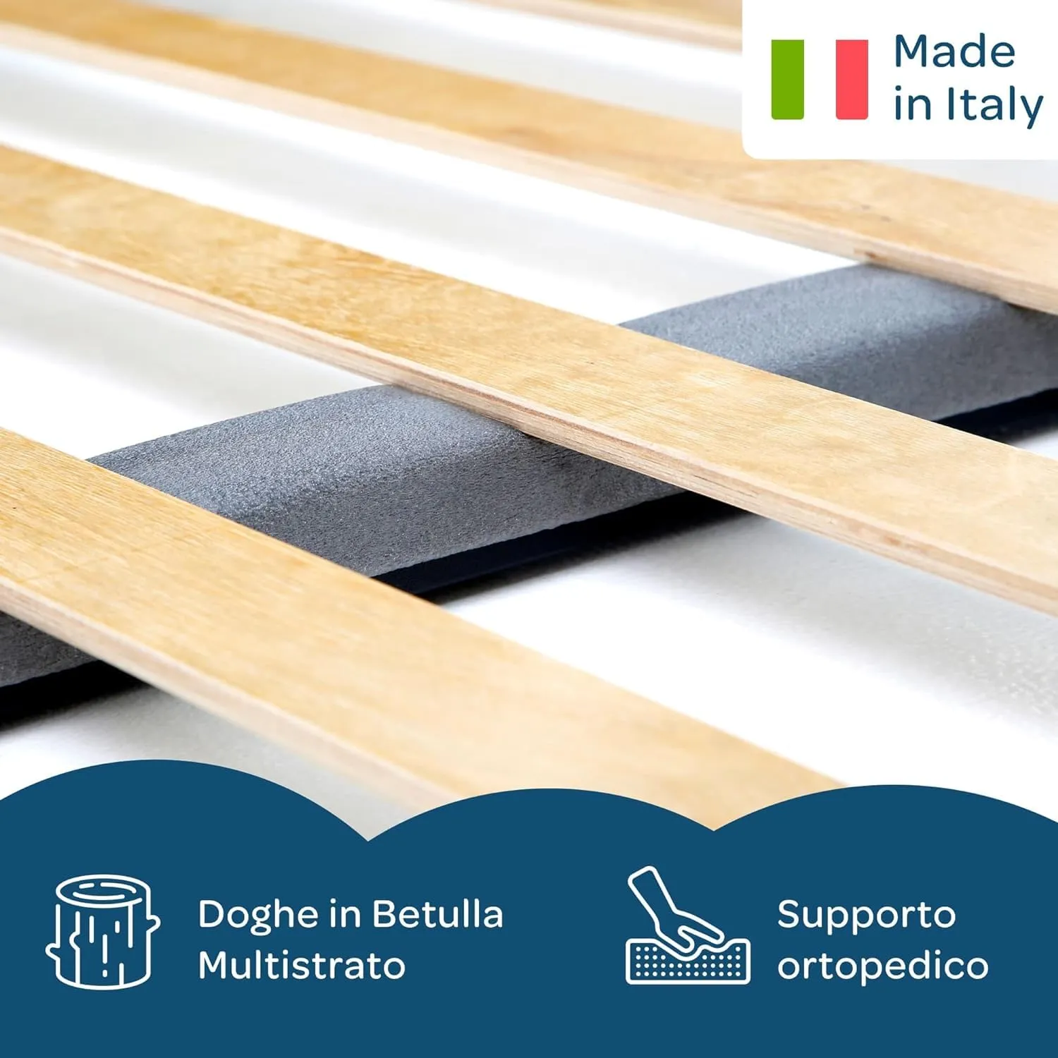 Dolci Sogni Rete Letto Singola 90x190 Ortopedica a Doghe in Legno, Struttura in Ferro, Made in Italy - immagine 3