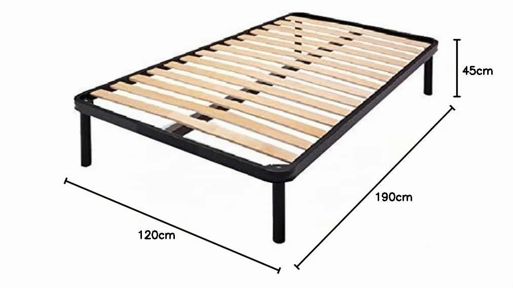 Dolci Sogni Rete Letto Piazza e Mezza 120x190 Ortopedica a Doghe di Legno, Struttura in Ferro, Made in Italy - immagine 3