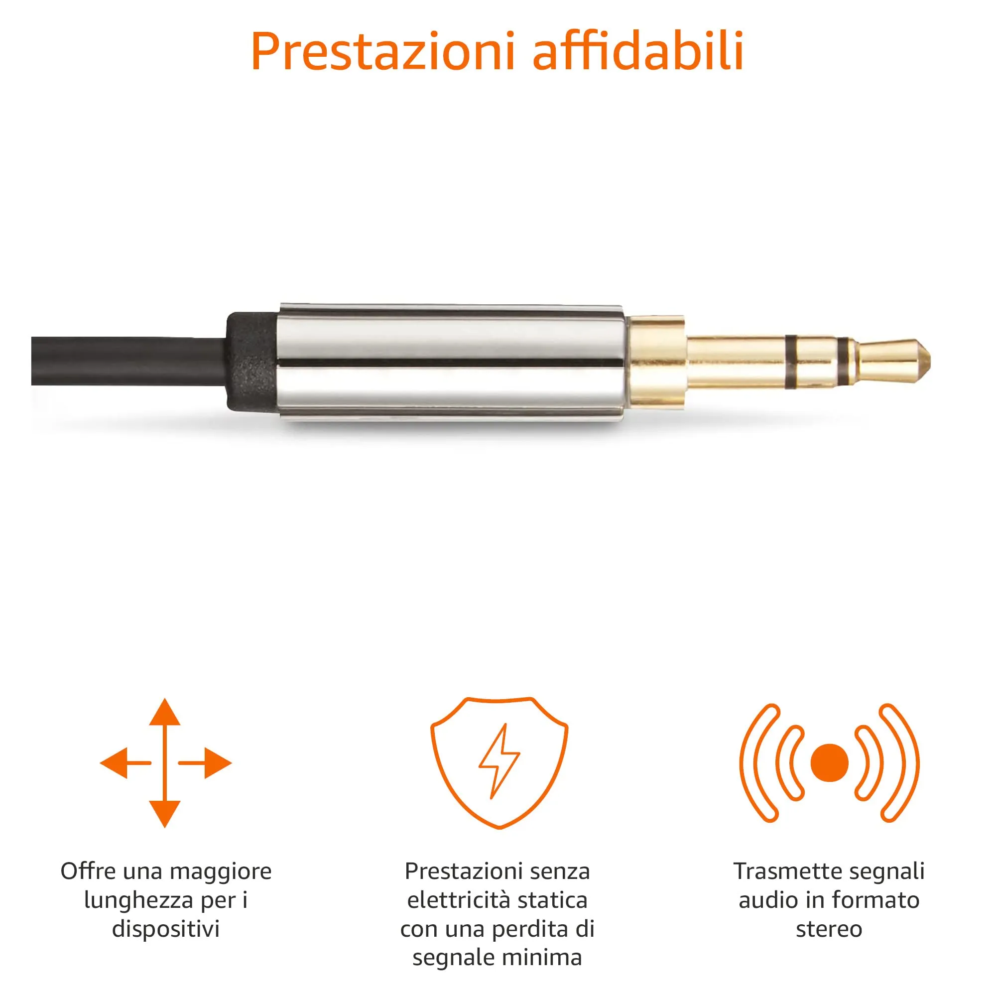 Amazon Basics Cavo Audio Stereo 3,5 mm maschio a 3,5 mm maschio, 1.2 m, Nero - immagine 3