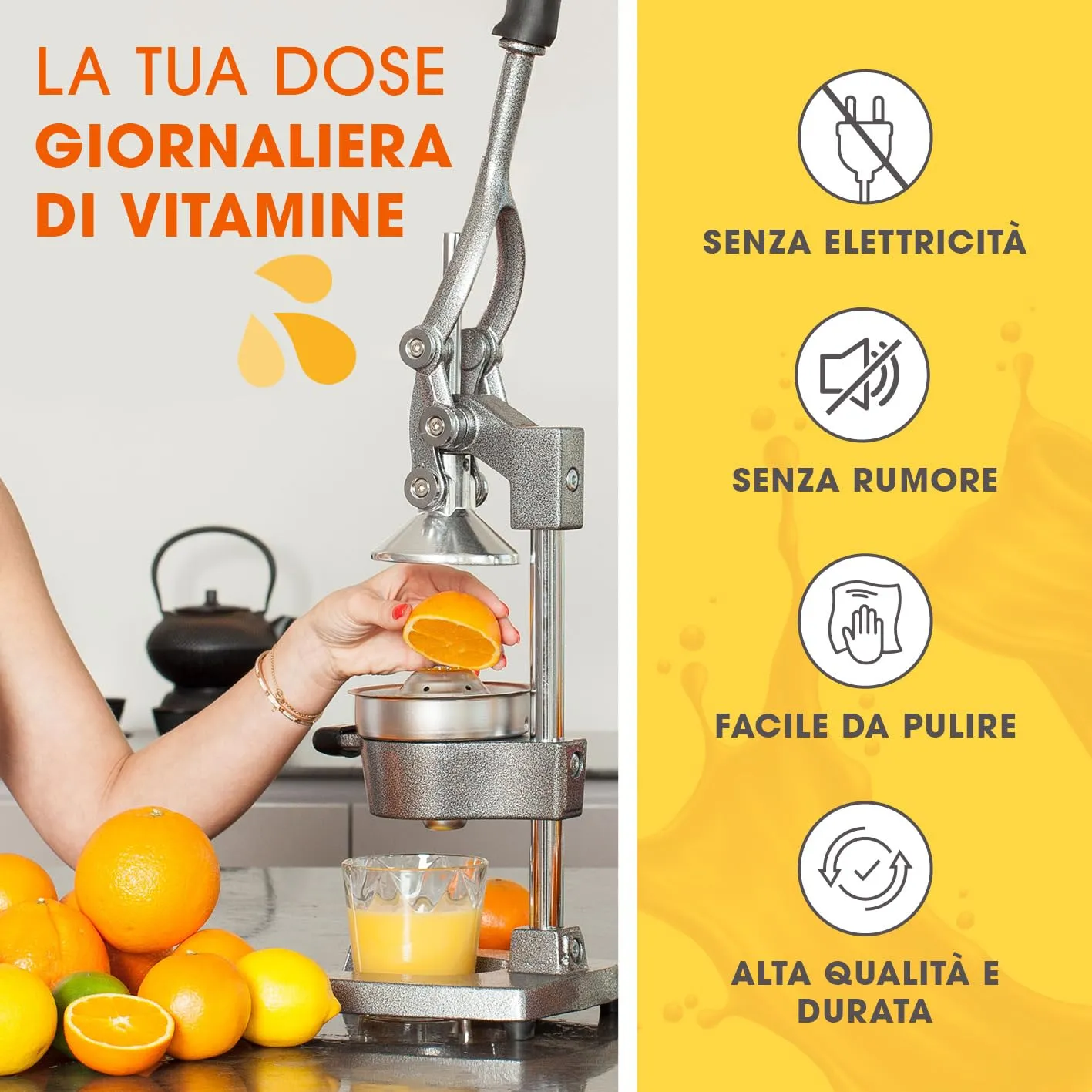 Lumaland Spremiagrumi Manuale in Acciaio Inox e Ghisa - immagine 2