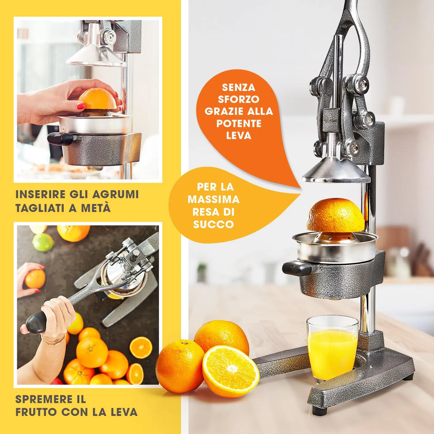 Lumaland Spremiagrumi Manuale in Acciaio Inox e Ghisa - immagine 4