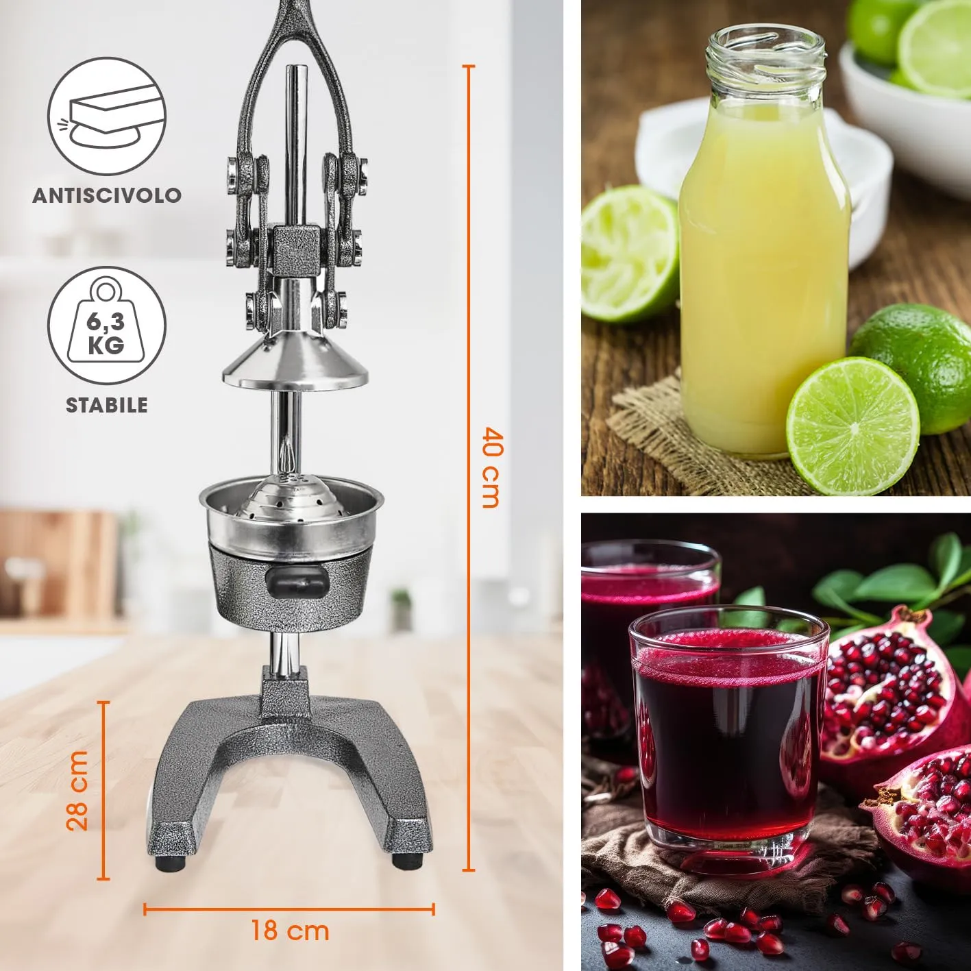 Lumaland Spremiagrumi Manuale in Acciaio Inox e Ghisa - immagine 6