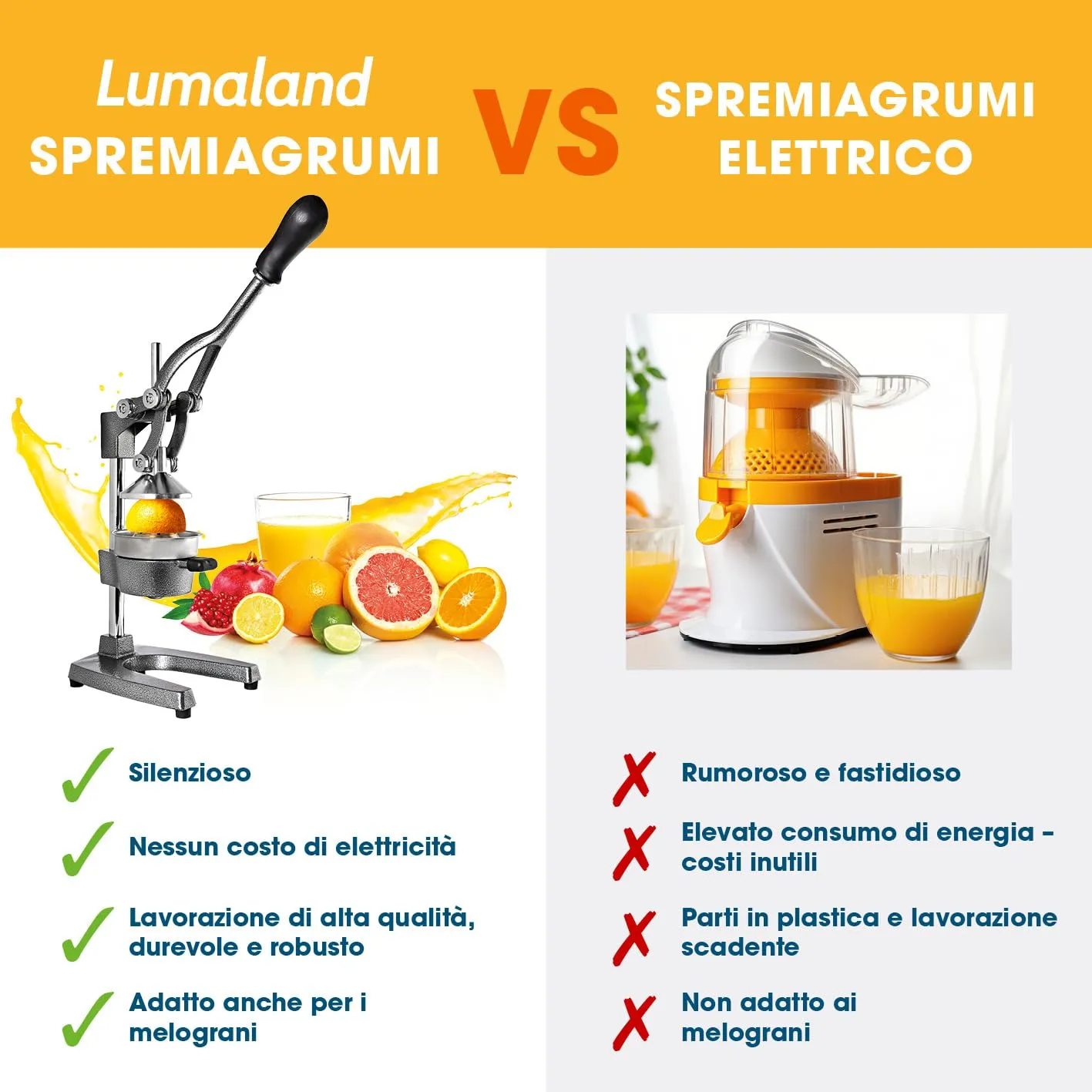 Lumaland Spremiagrumi Manuale in Acciaio Inox e Ghisa - immagine 7