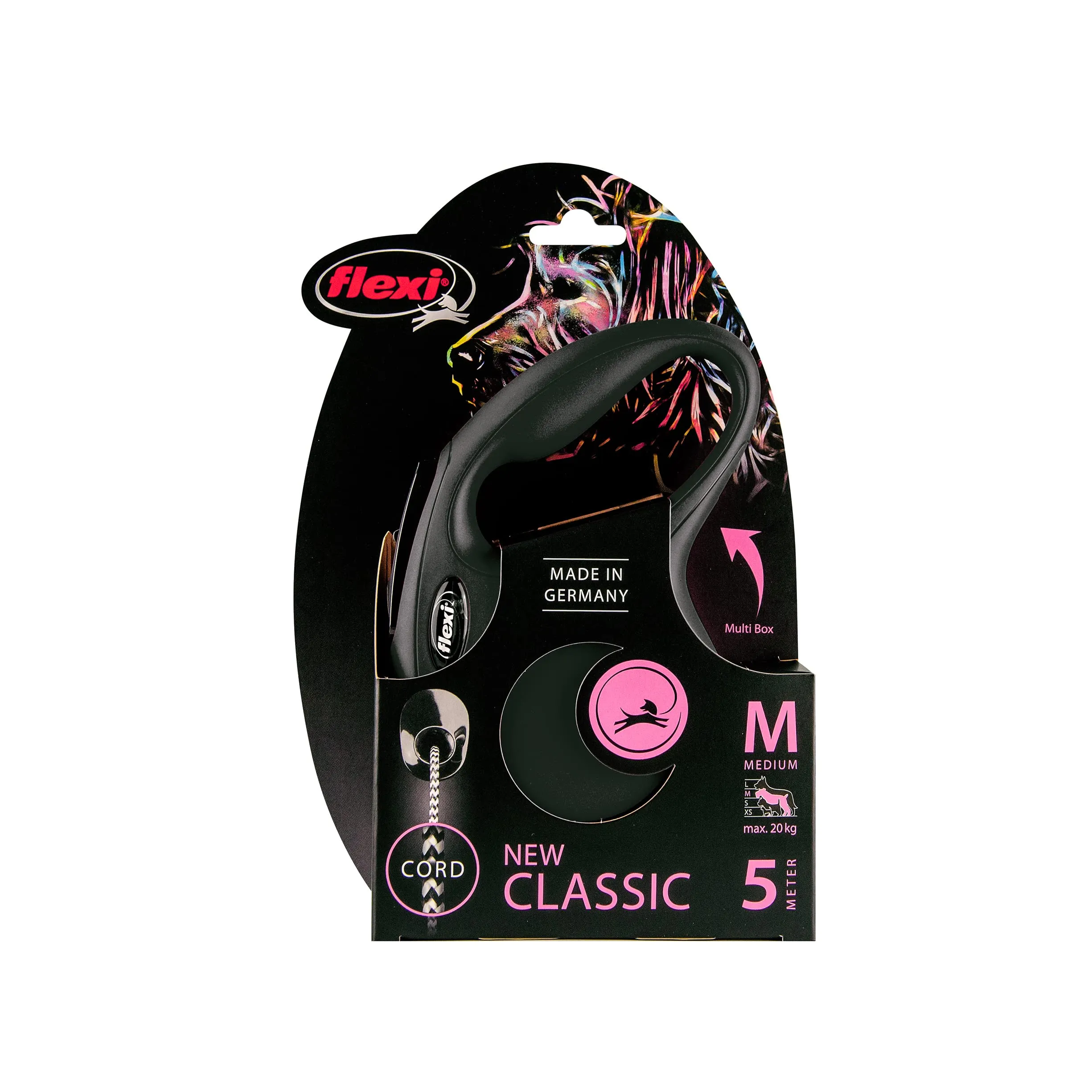 Flexi New Classic Cord Guinzaglio per cani allungabile, Taglia M fino a 20 kg, 5 Metri, Nero - immagine 5