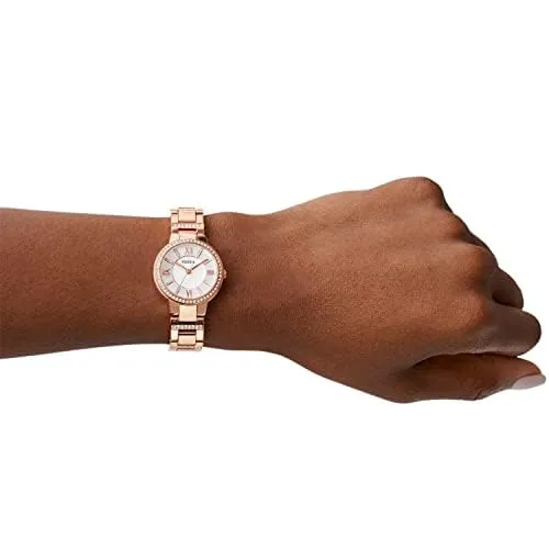 Fossil Virginia Donna ES3284, Acciaio Inossidabile Oro Rosa, 30 mm, Oro Rosa e Bianco con Glitter - immagine 4